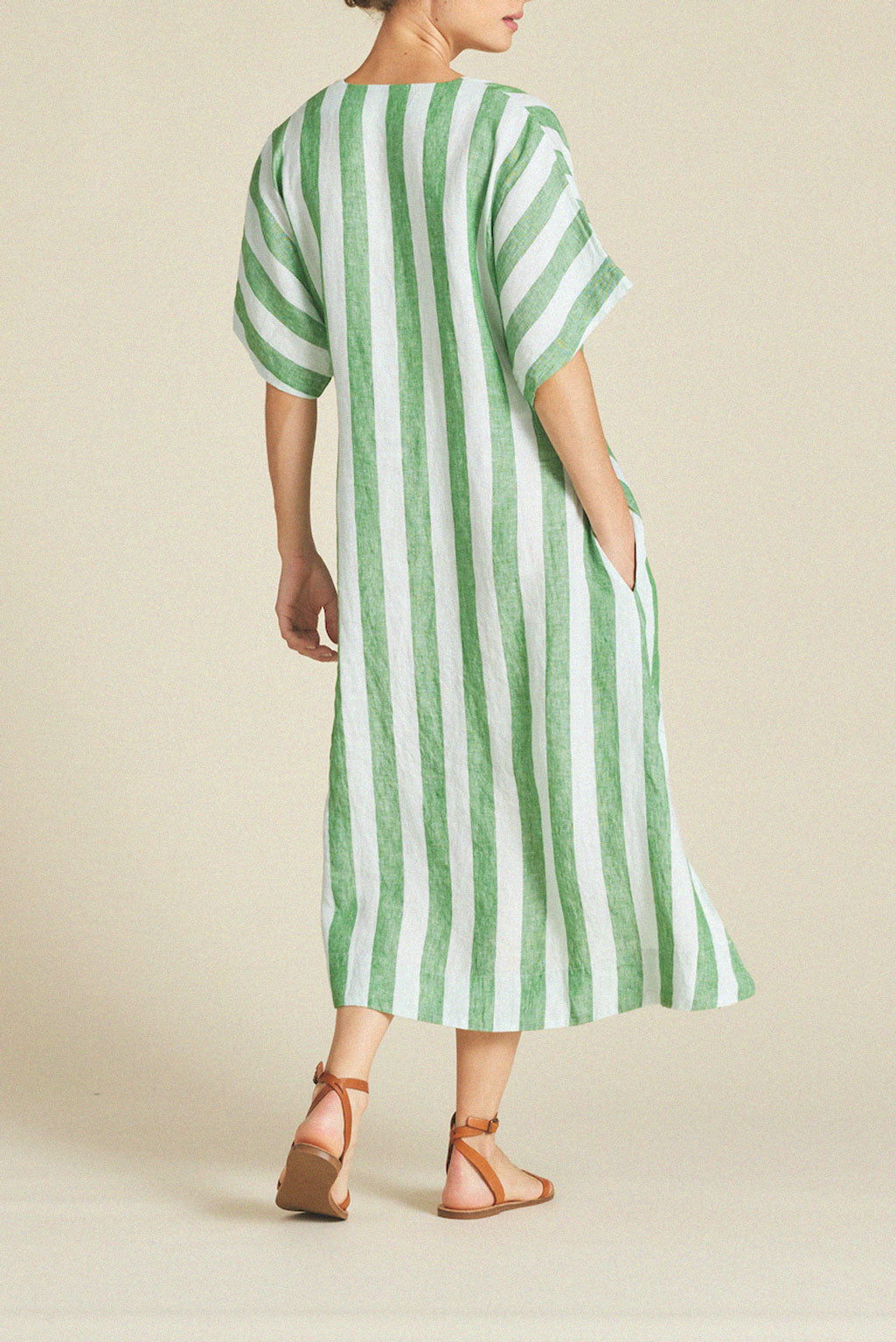 Hannah Dress Aloe Stripe
