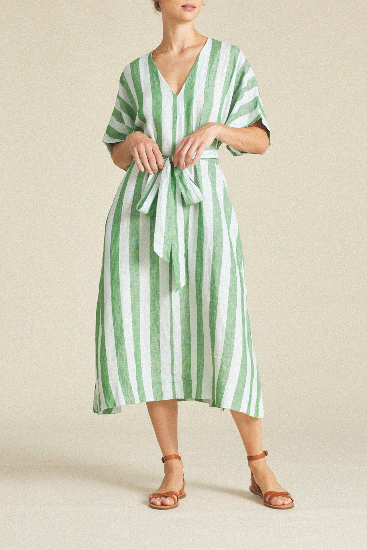 Hannah Dress Aloe Stripe
