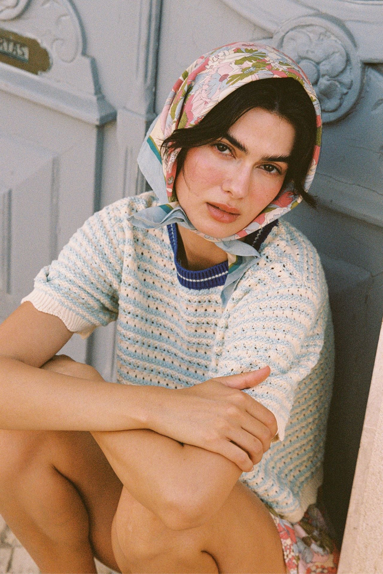 Jules Sweater T-Shirt Aqua Stripe