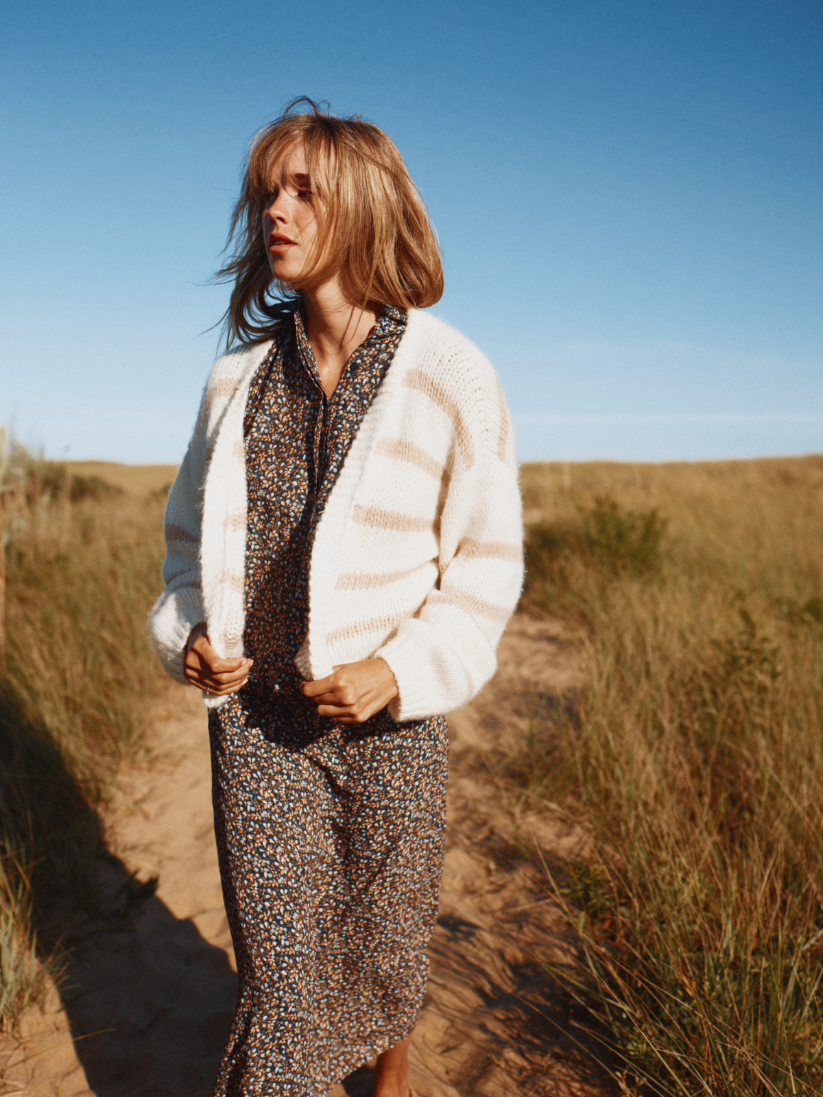 Arlowe Cardigan Antique White Stripe