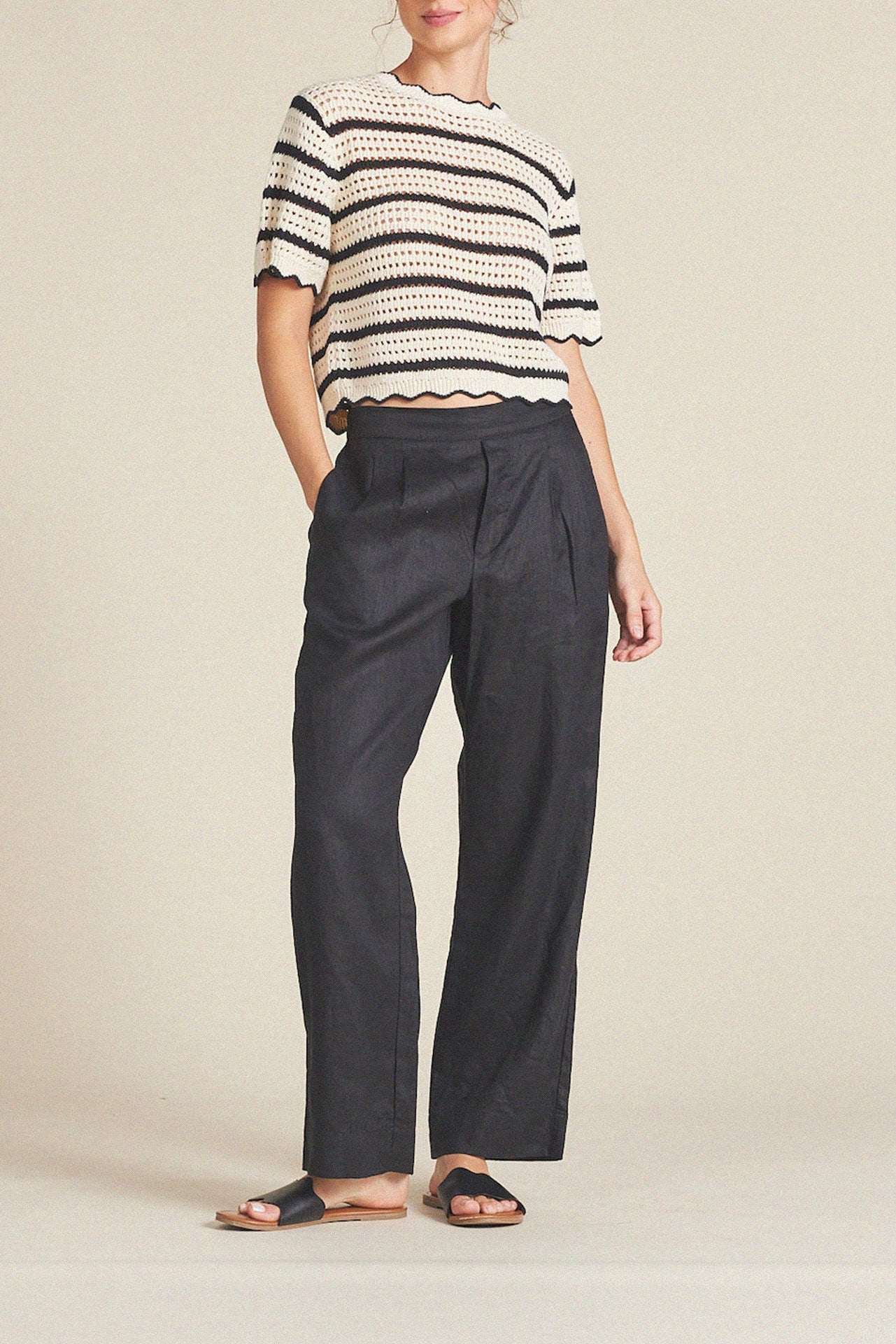 Jules Sweater T-Shirt Antique White/Black Stripe