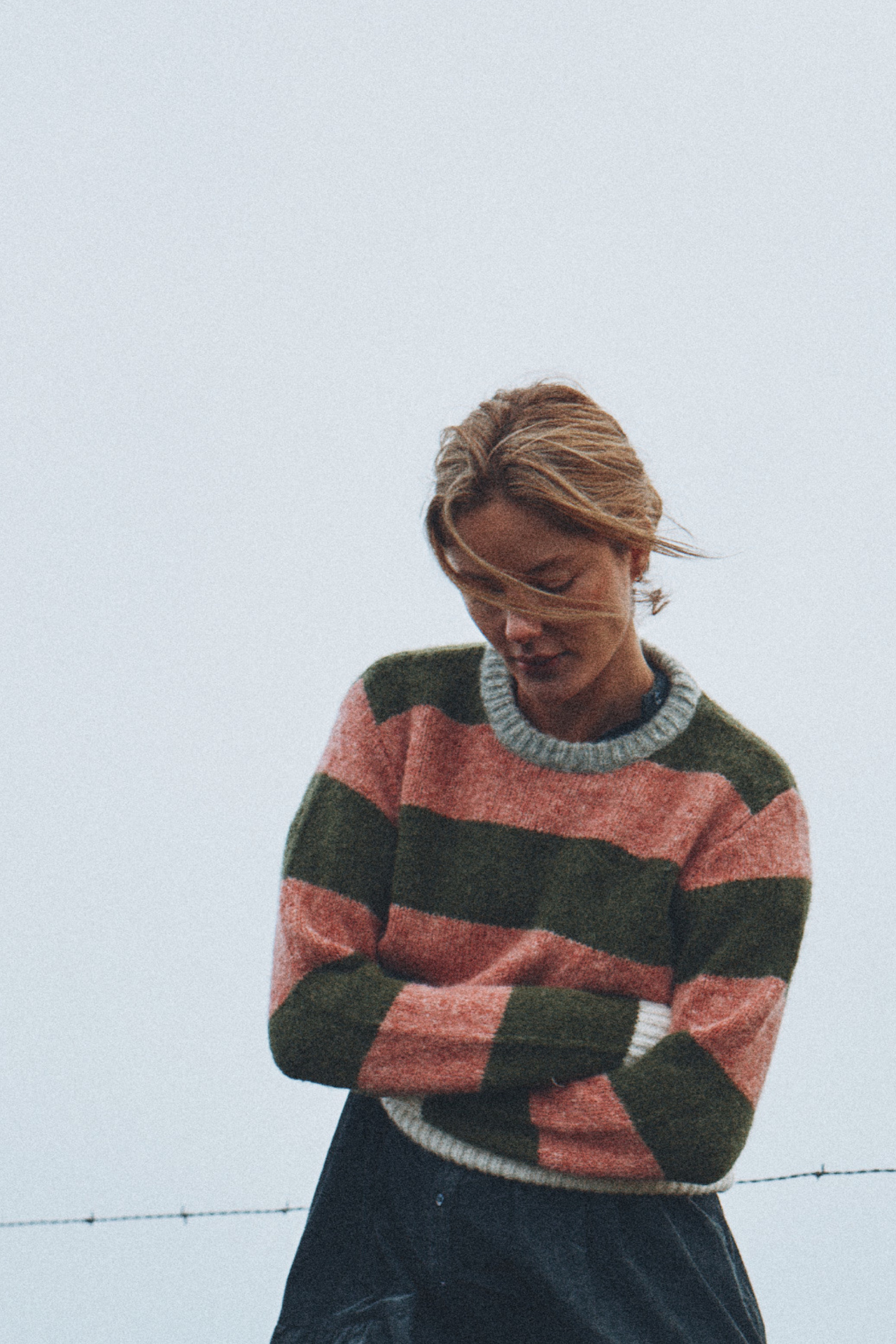 Trovata Cleo sweater in Pink Stripe, alpaca-wool blend — view 2