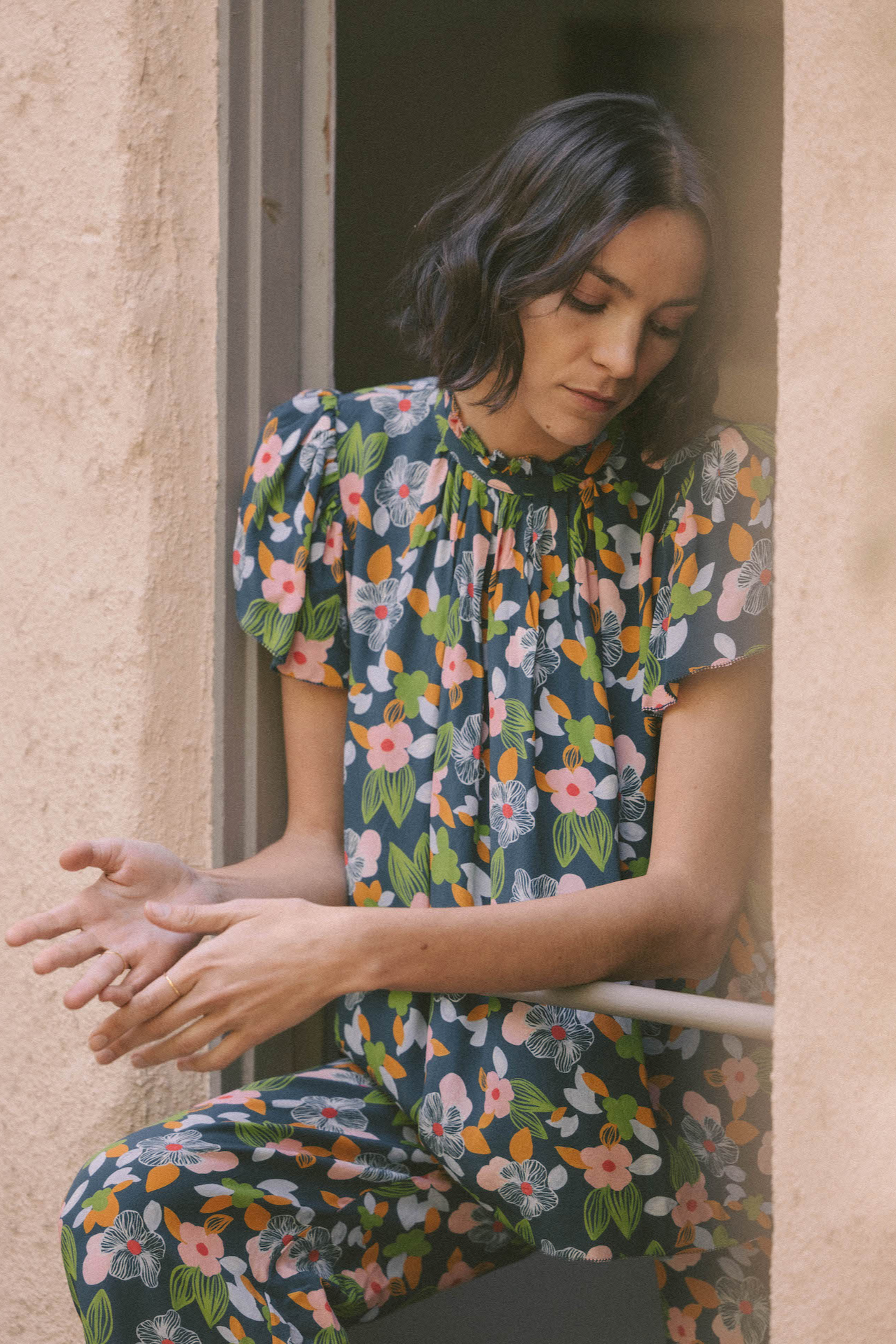Carla Highneck Shirt Wild Hibiscus