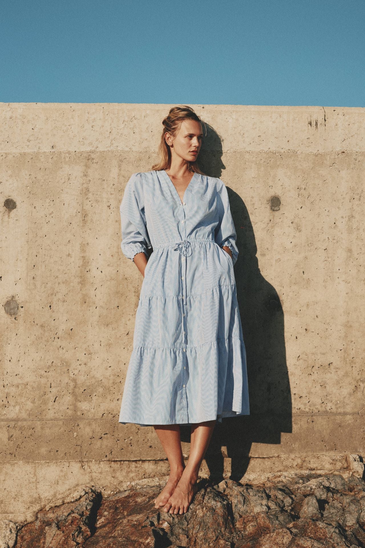 Ainsley "B" Dress Blue/White Stripe