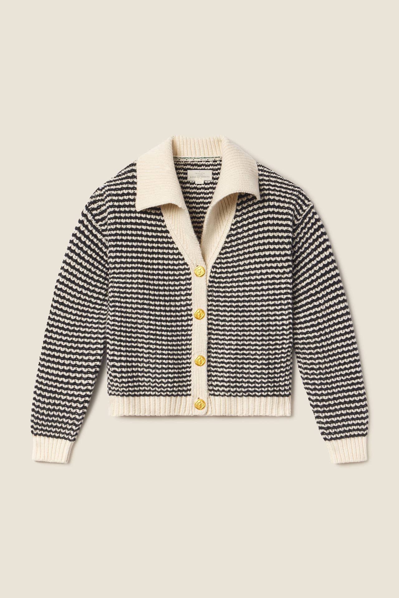 Savannah Cardigan Antique White & Black Stripe