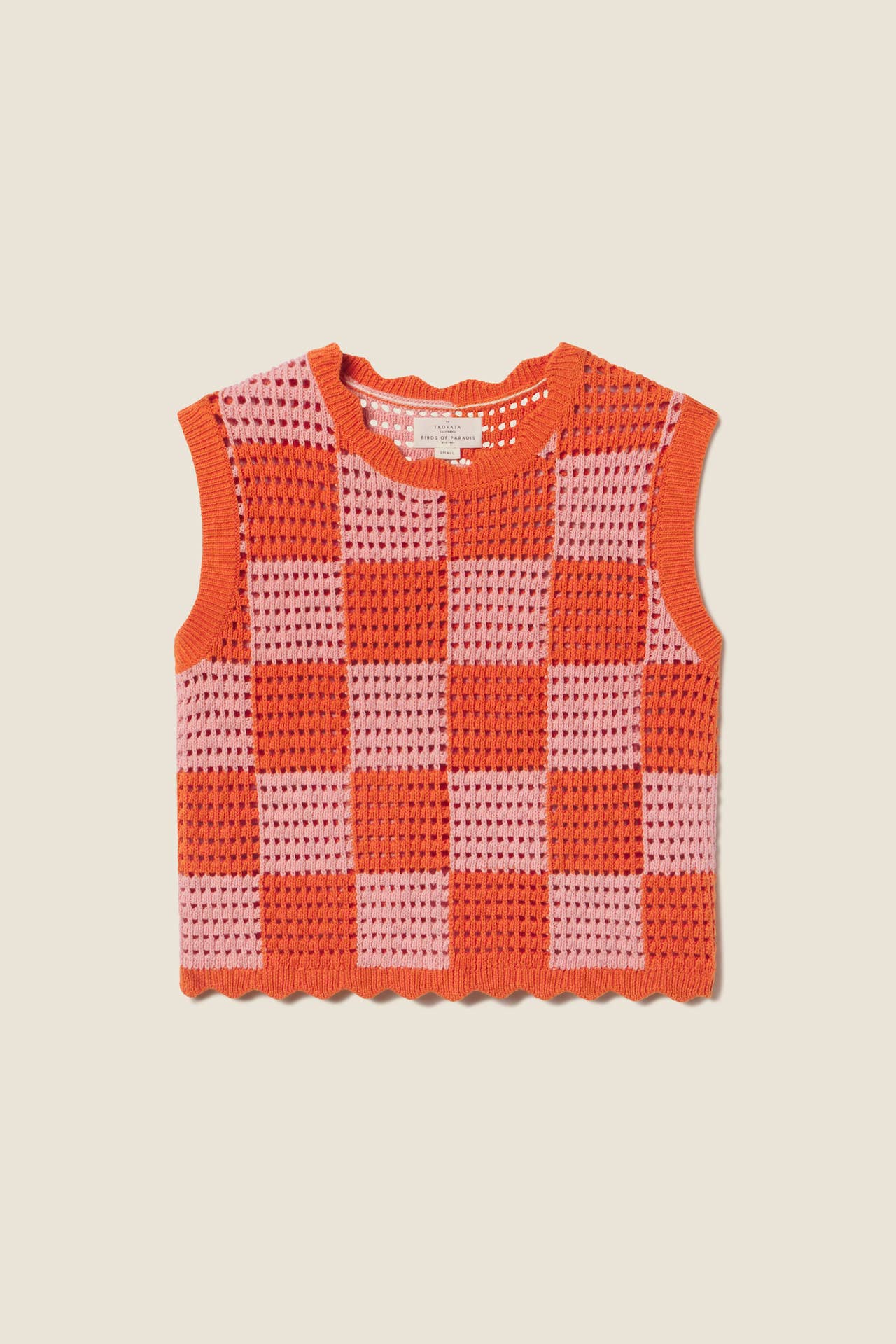 Bree Sweater Tank Pink/Orange Check