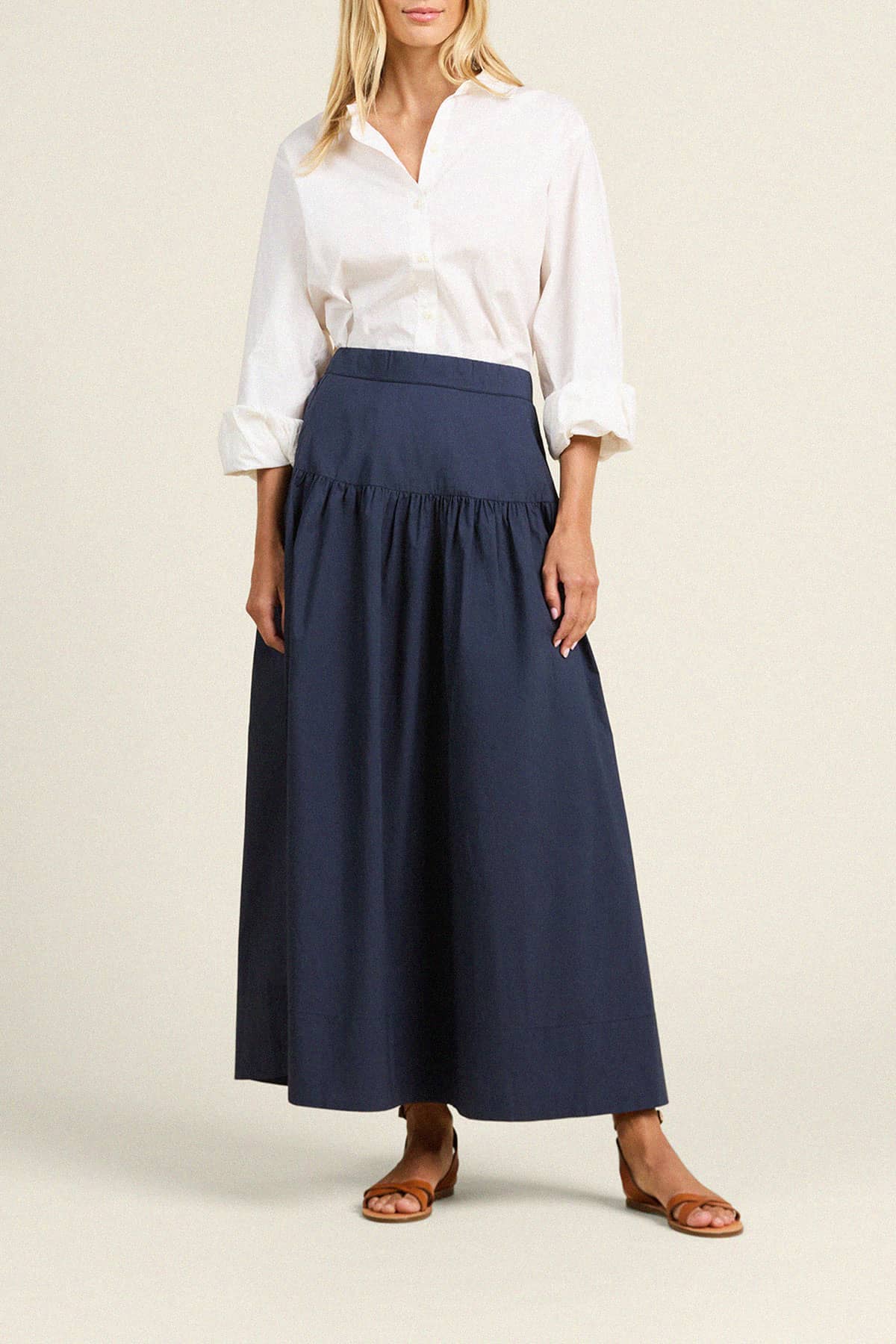 Lydia Skirt Navy Poplin