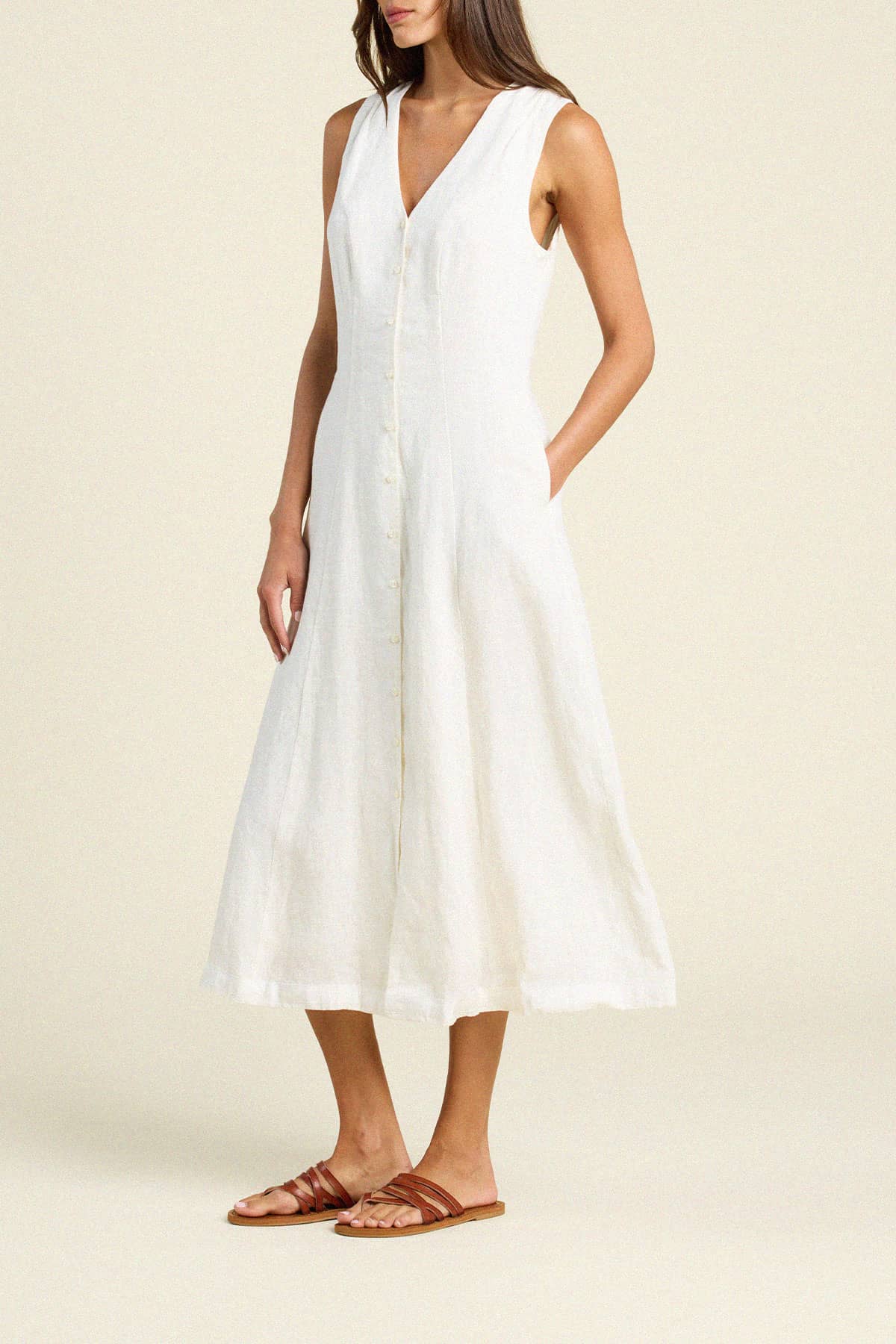 Eleonore Dress Ivory Linen