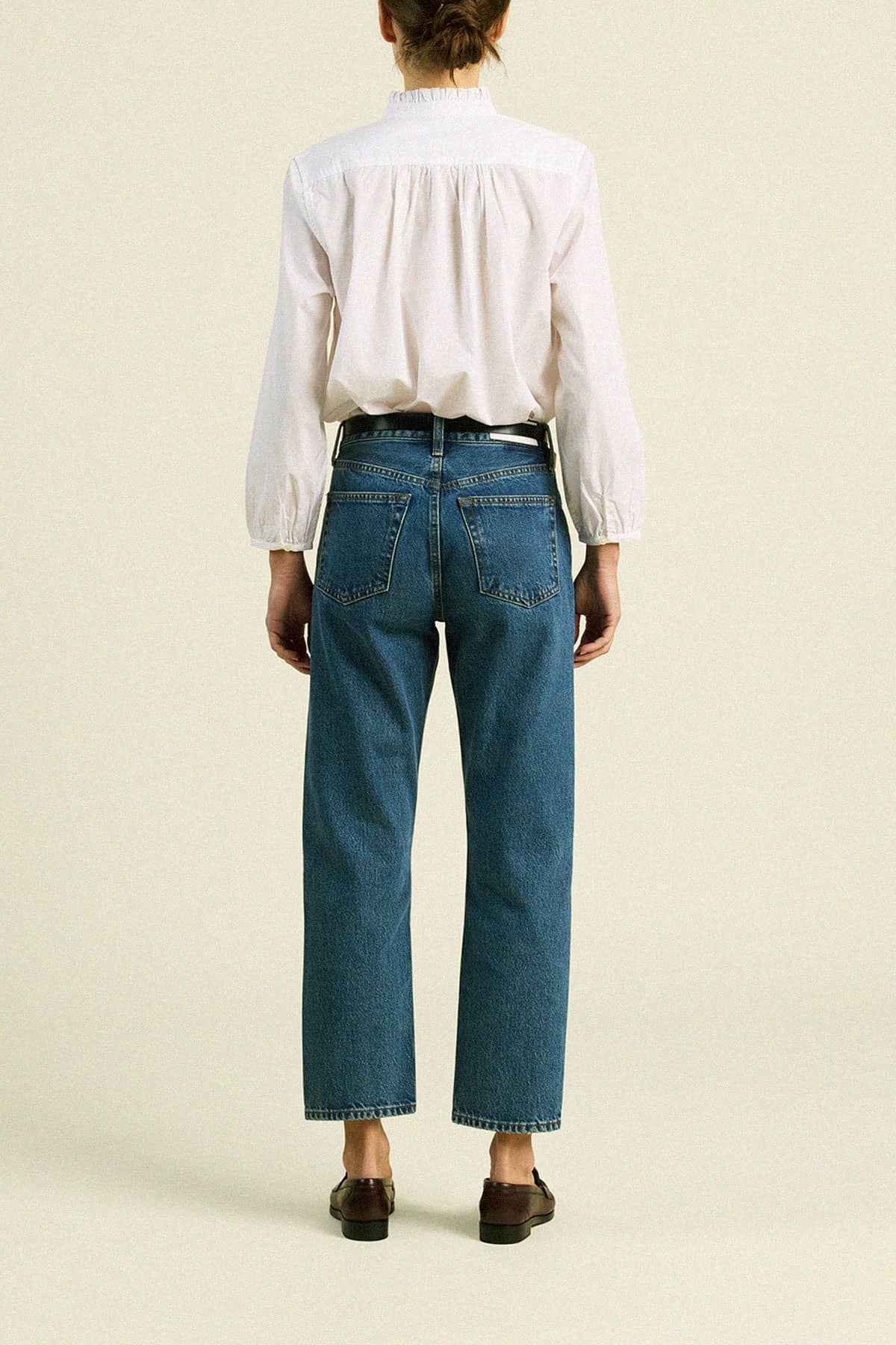 Sara B Henley Shirt White Poplin