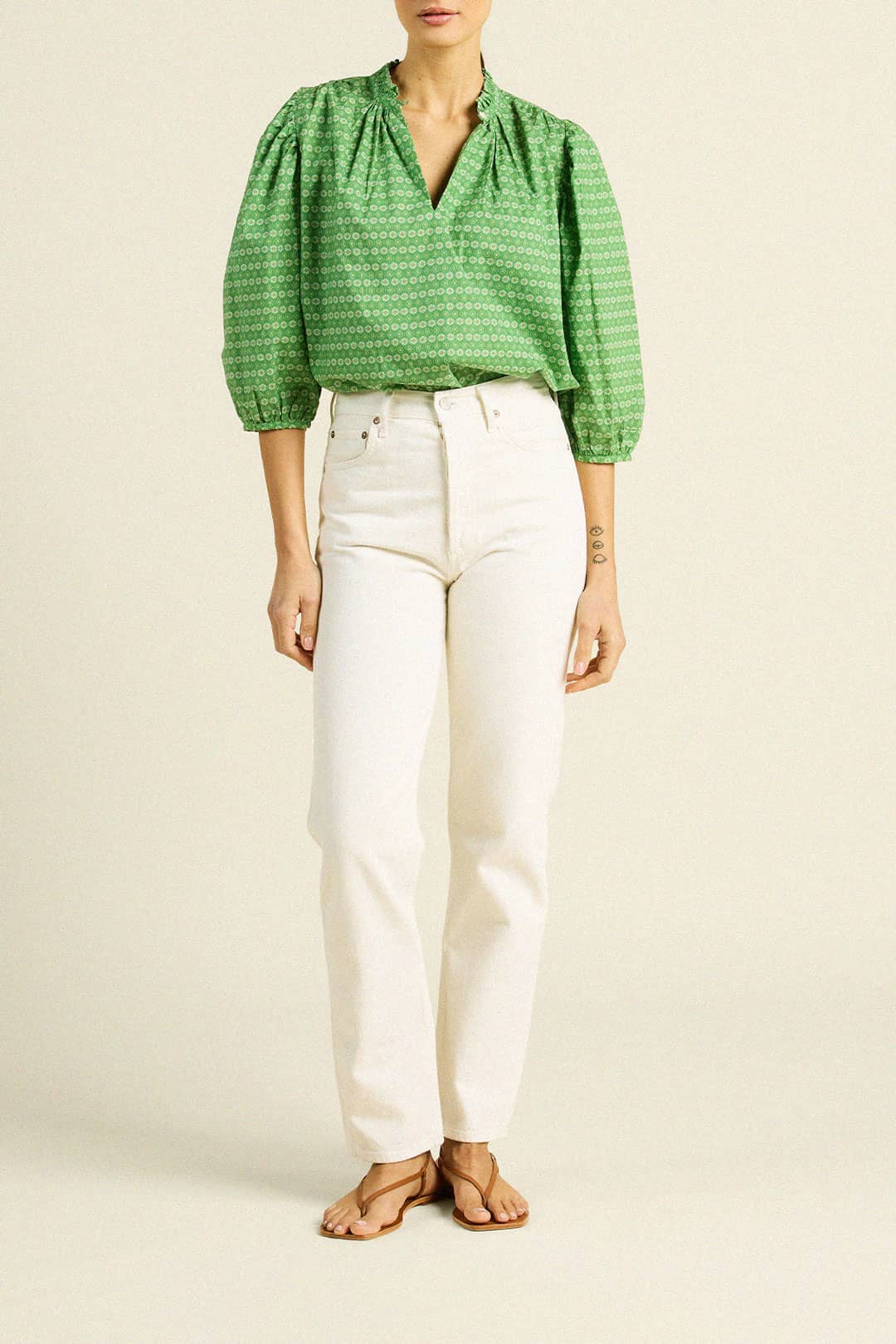 Orly Blouse Green Medallion