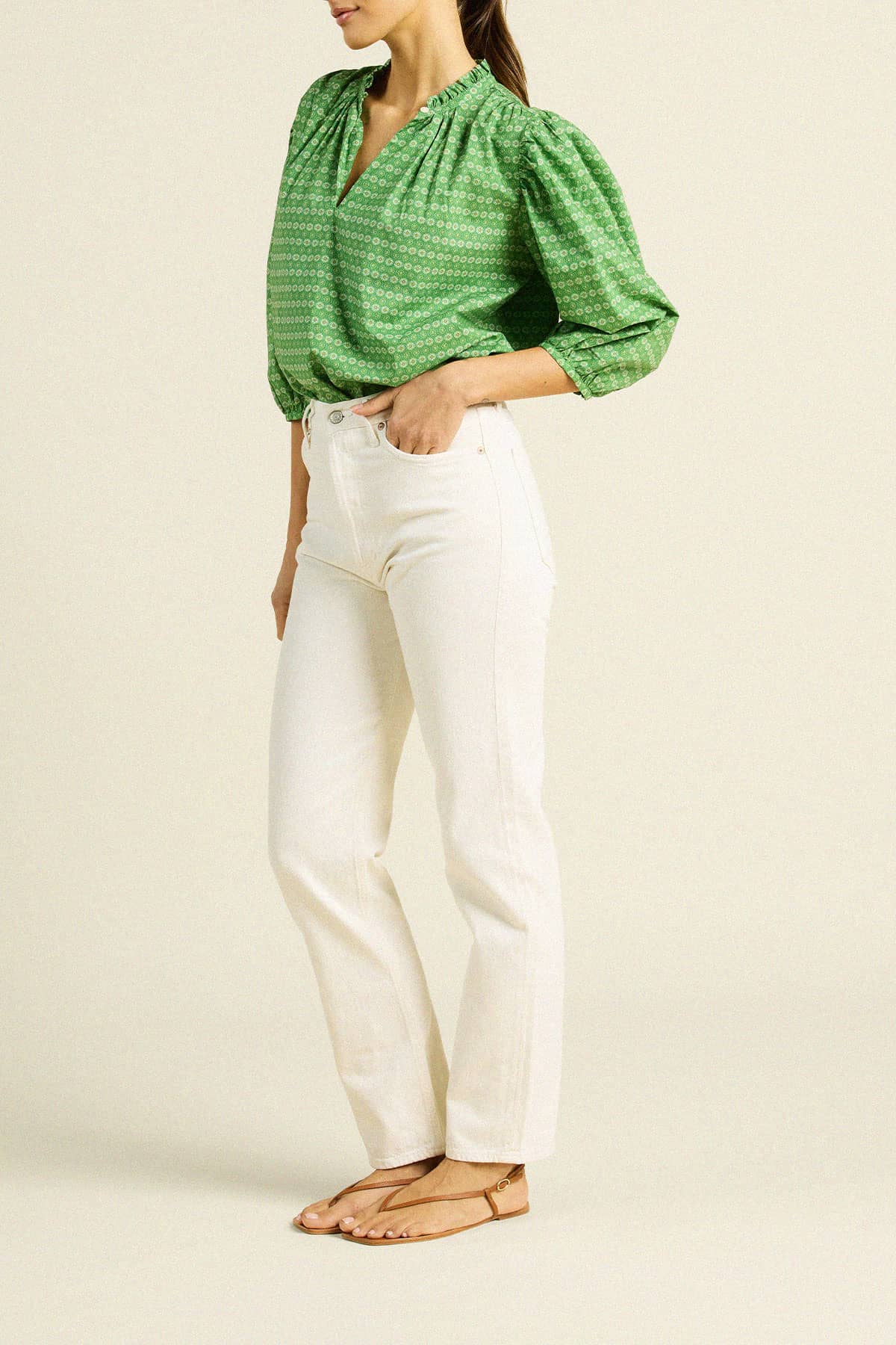 Orly Blouse Green Medallion
