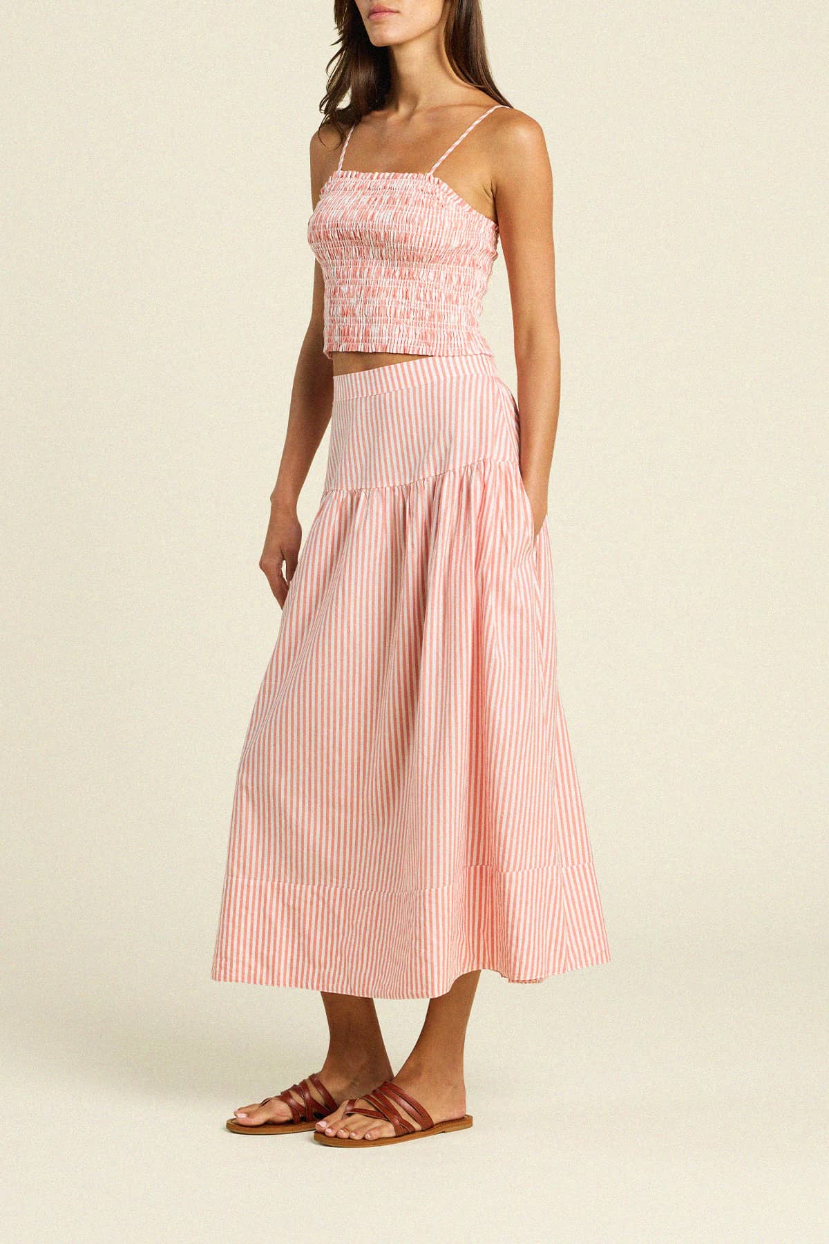 Lydia Skirt Red Coastal Stripe