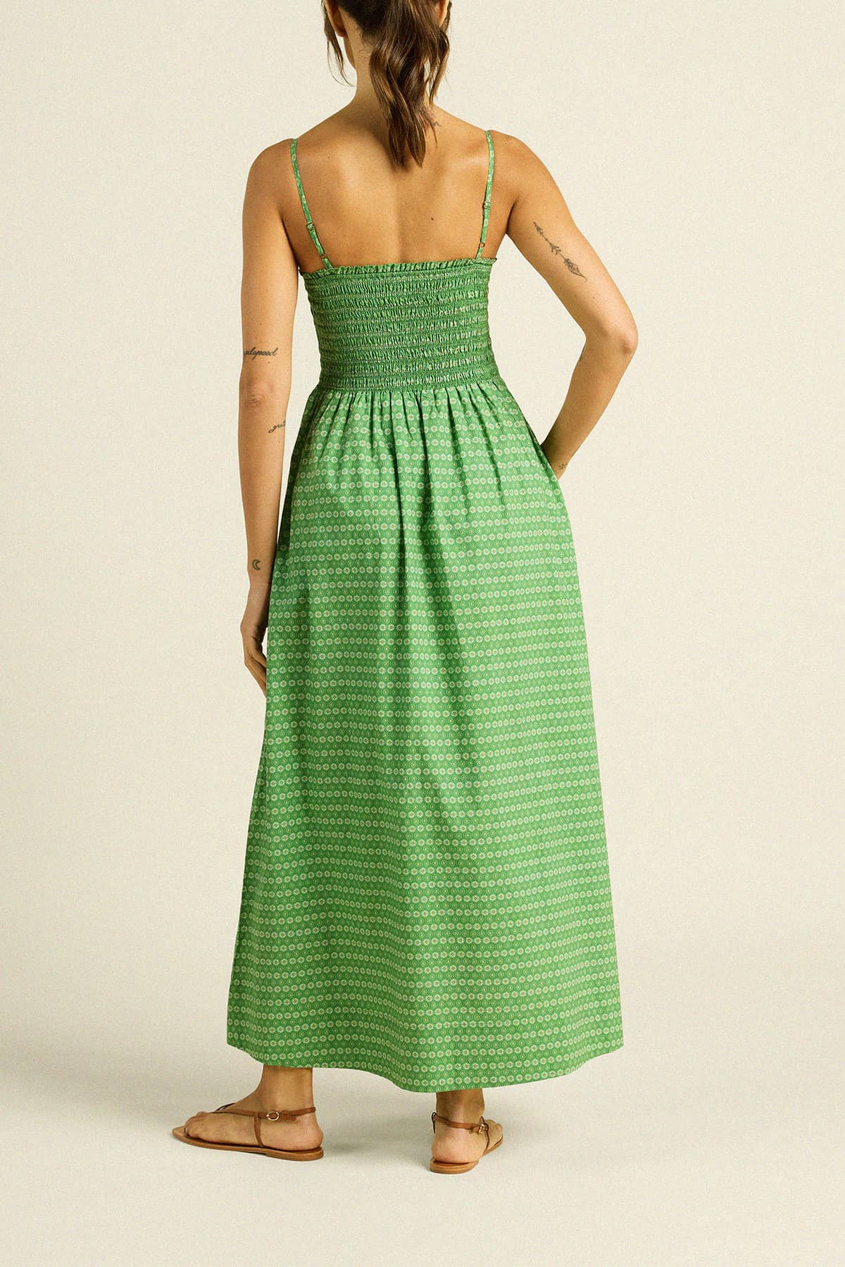 Carmen Dress Green Medallion