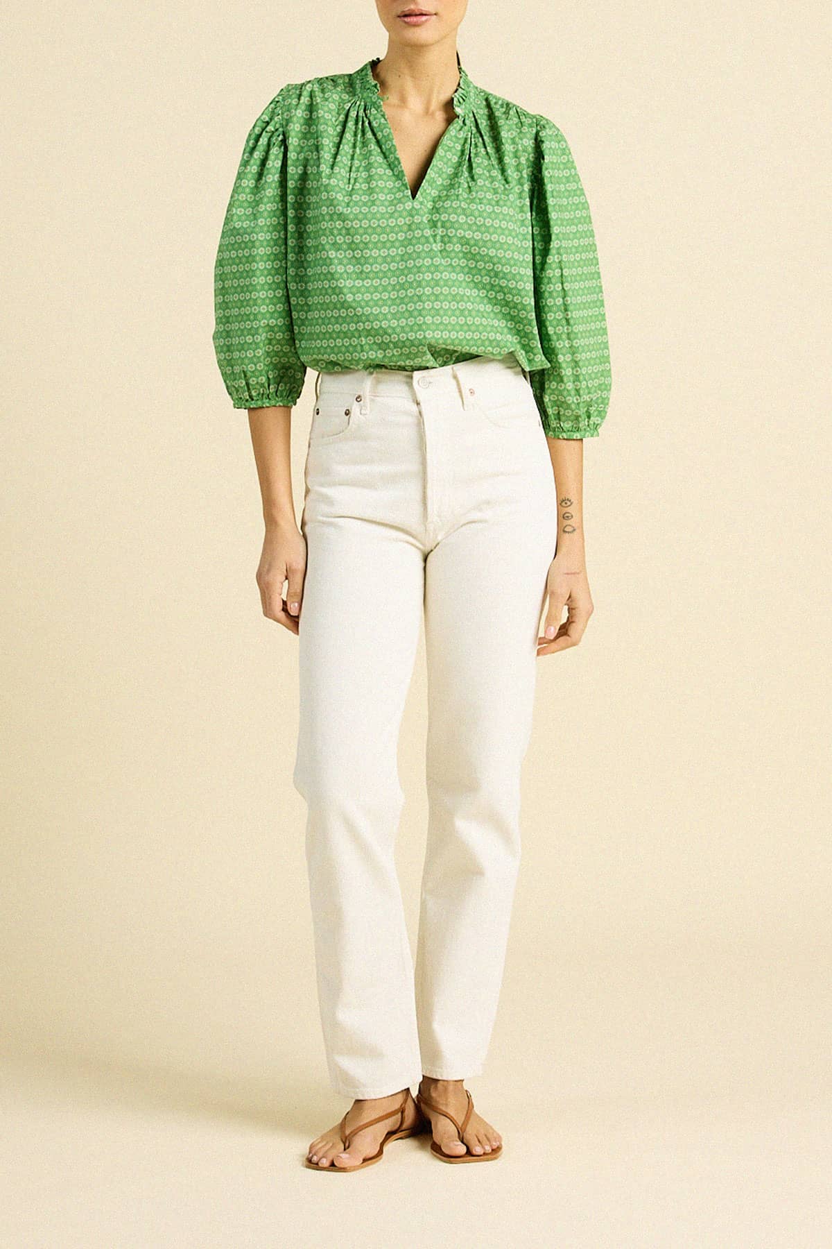 Orly Blouse Green Medallion