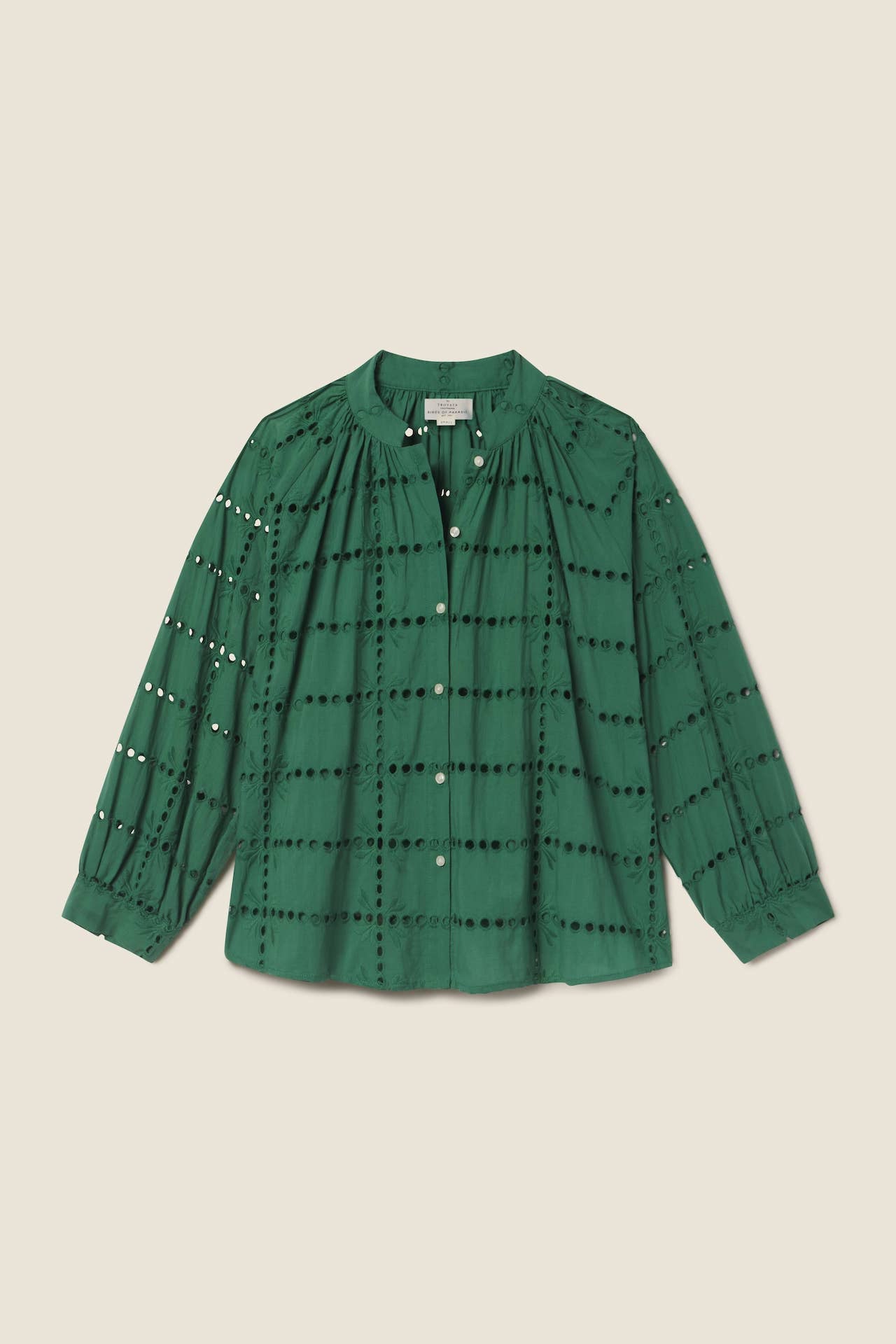Mena Blouse Emerald Eyelet