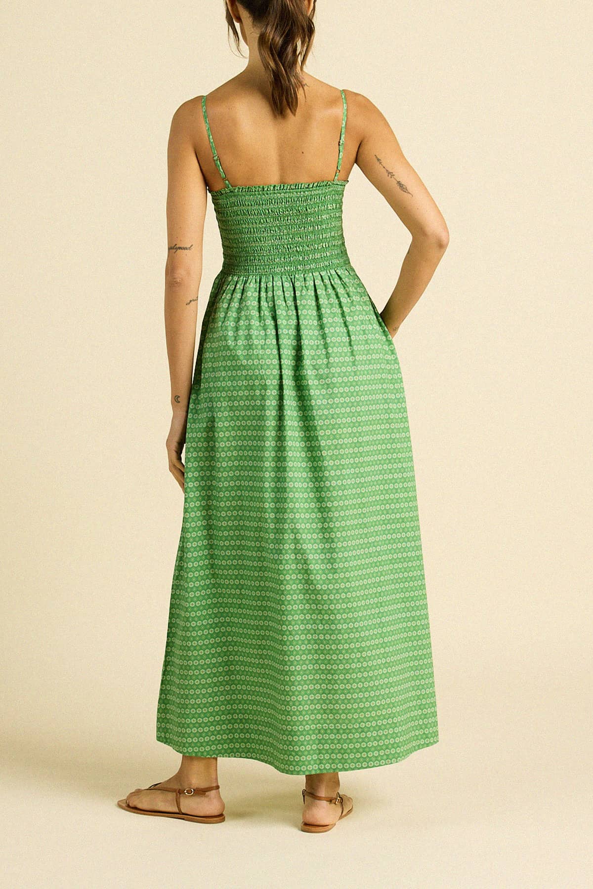 Carmen Dress Green Medallion