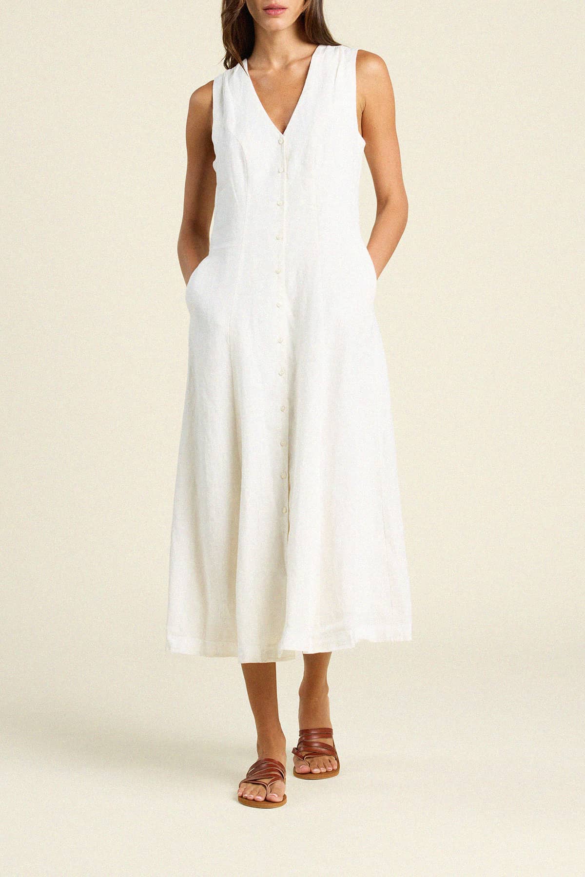 Eleonore Dress Ivory Linen