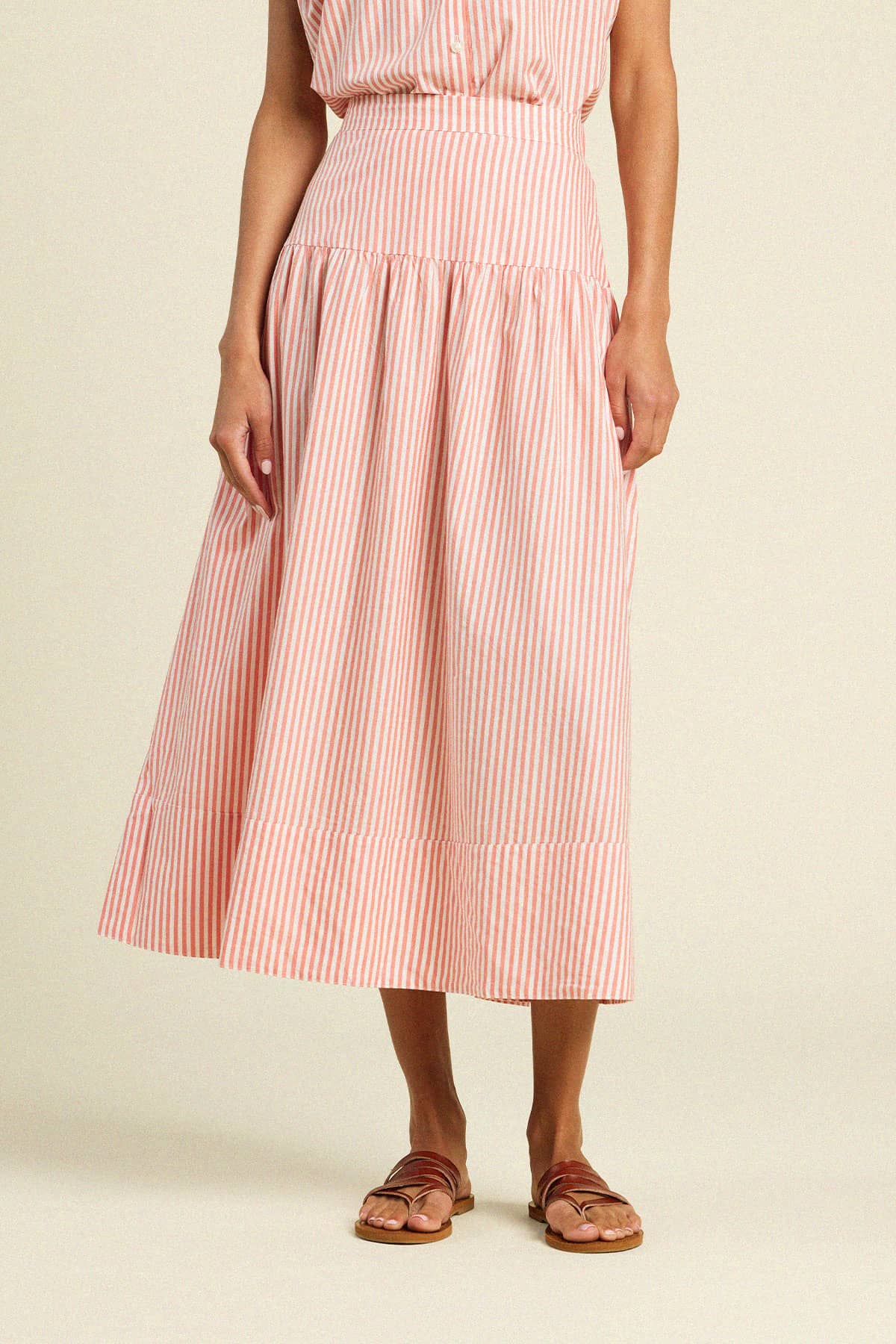 Lydia Skirt Red Coastal Stripe