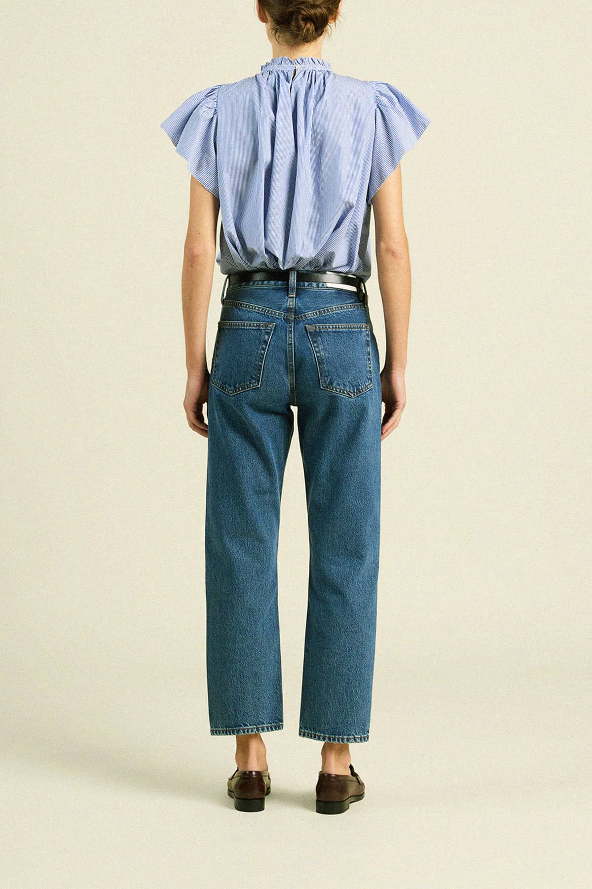 Carla Highneck Shirt Blue/White Stripe