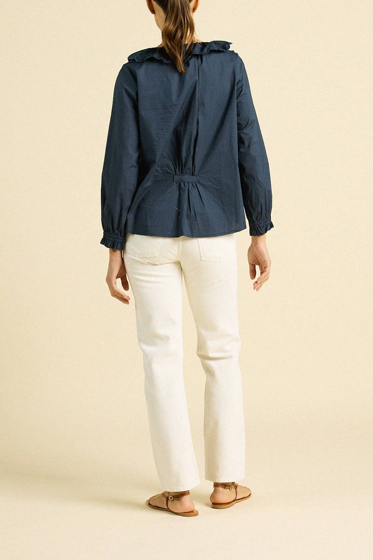 Francine Blouse Navy Poplin