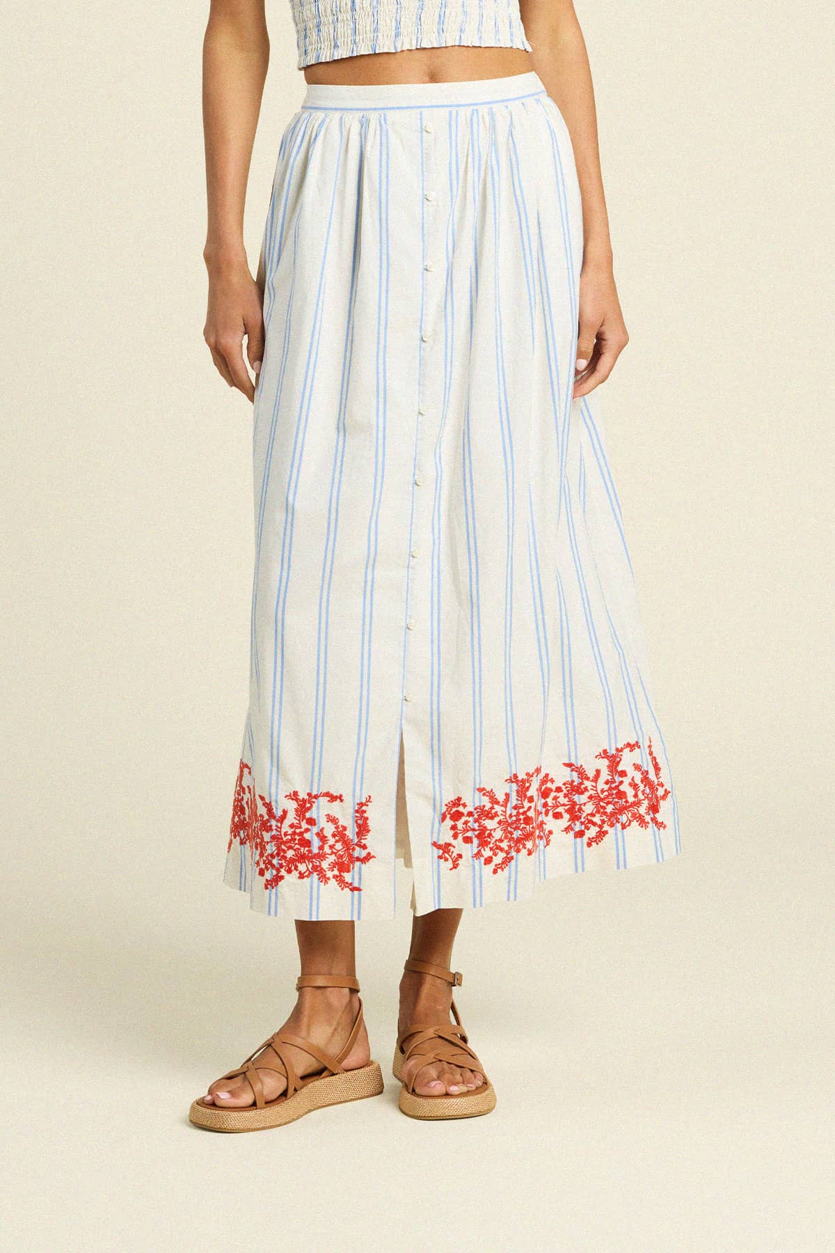 Lisette Skirt Cerulean Stripe