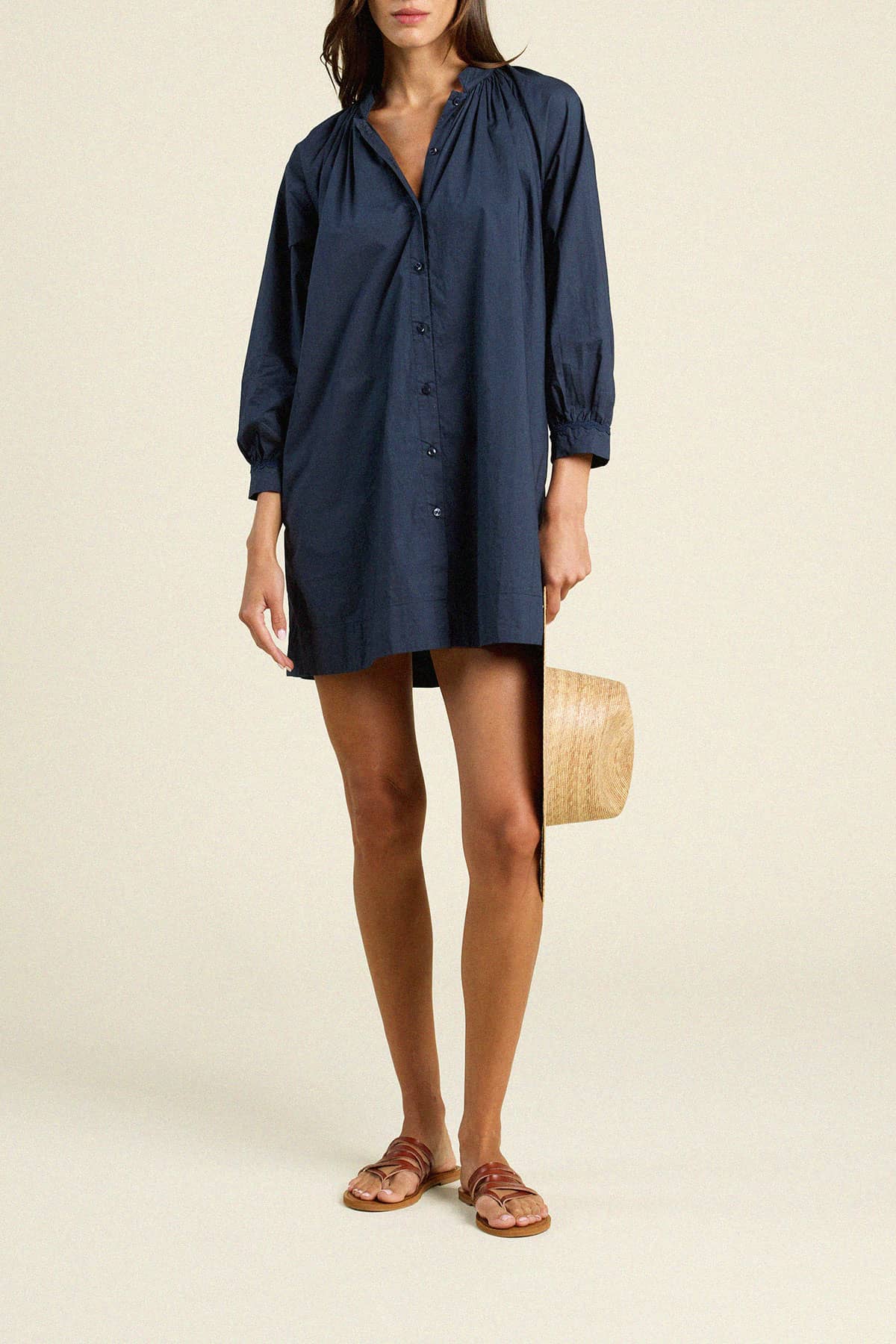 Angeline Dress Navy Poplin