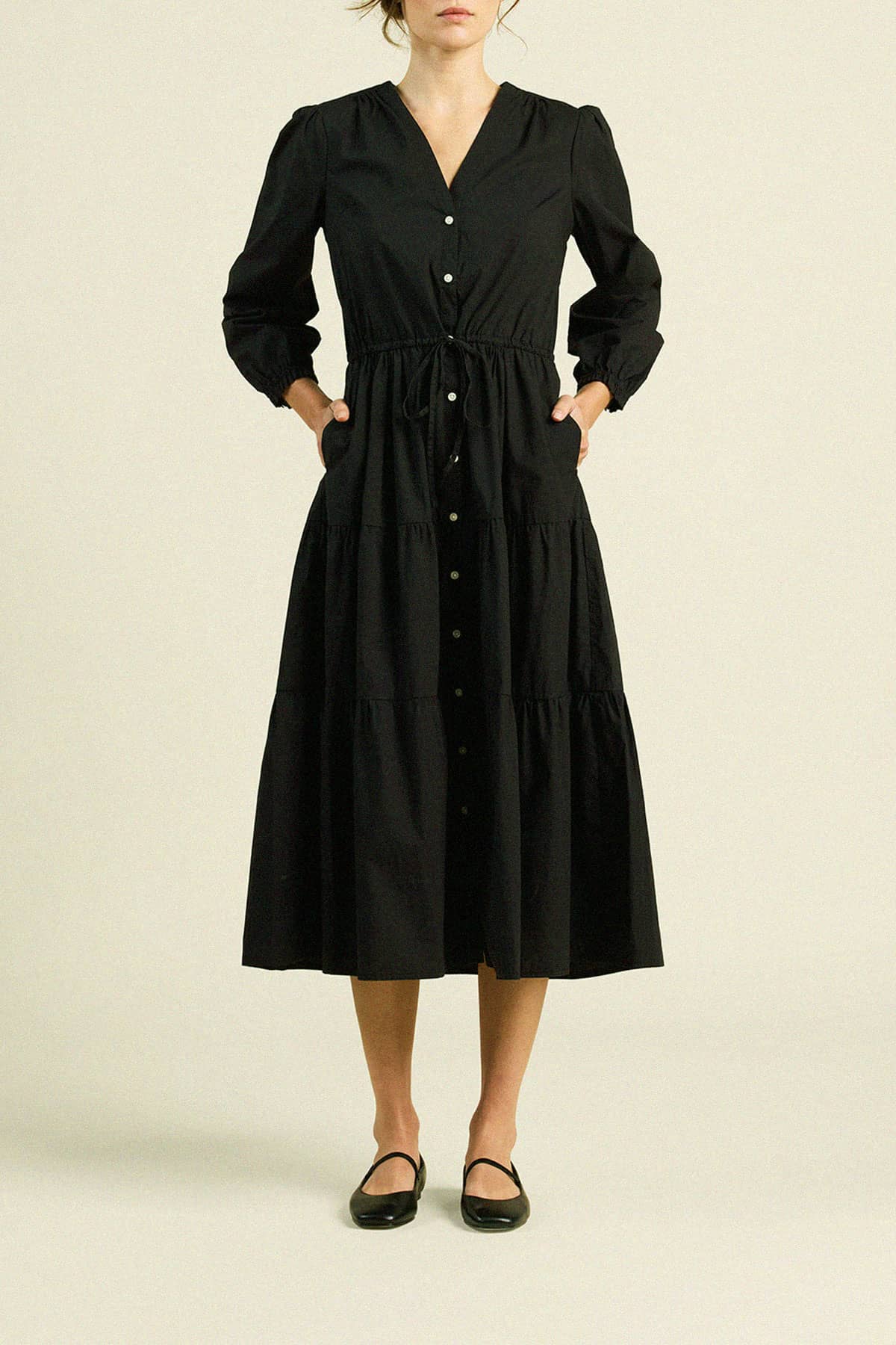 Ainsley "B" Dress Black Poplin