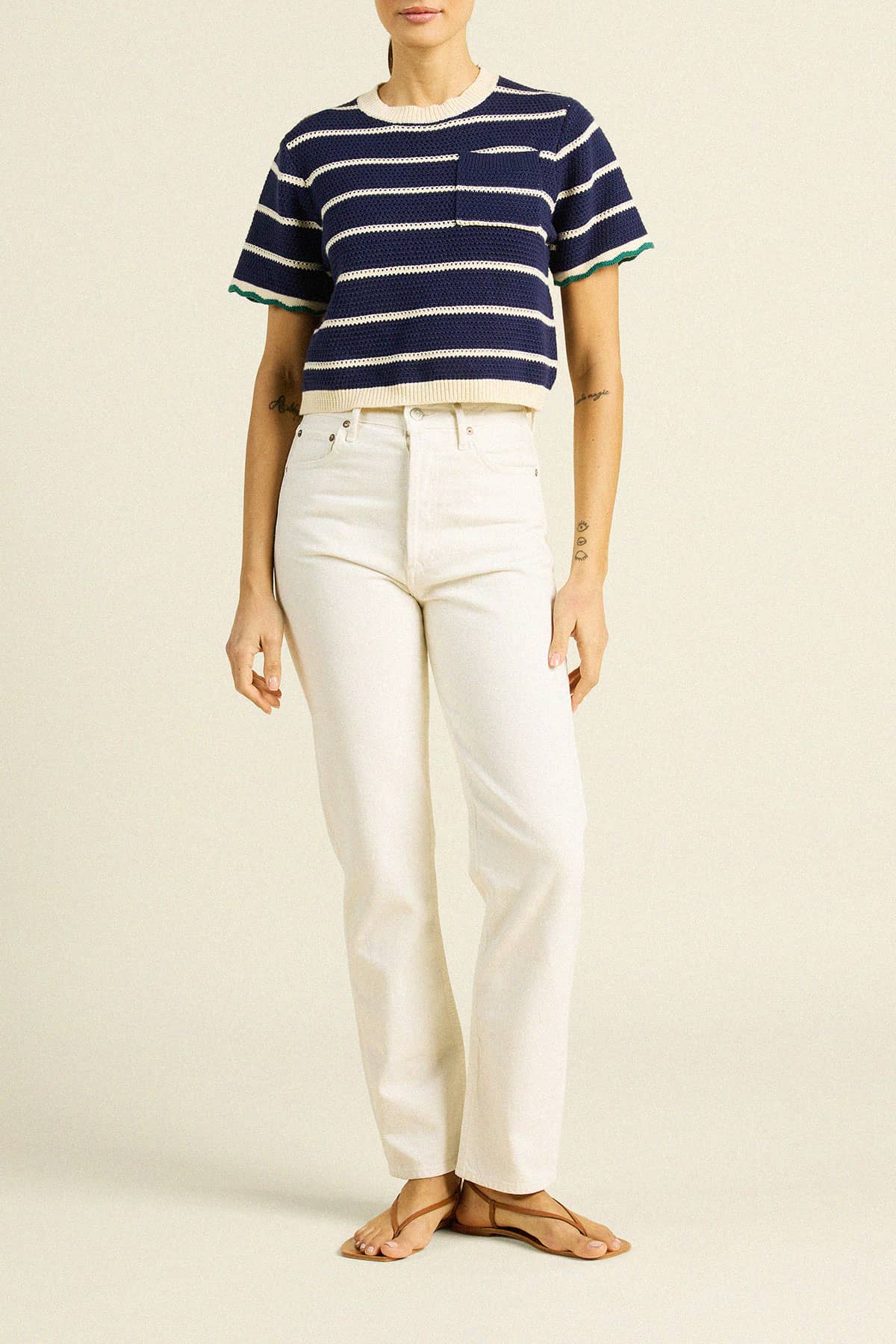 Jules Sweater T-Shirt Navy/Antique White Stripe
