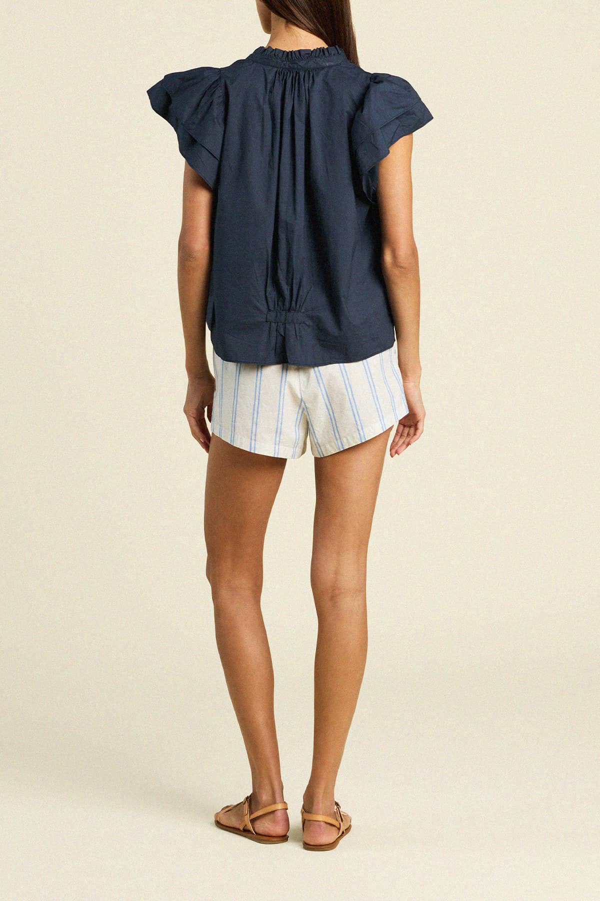 Clover Blouse Navy Poplin