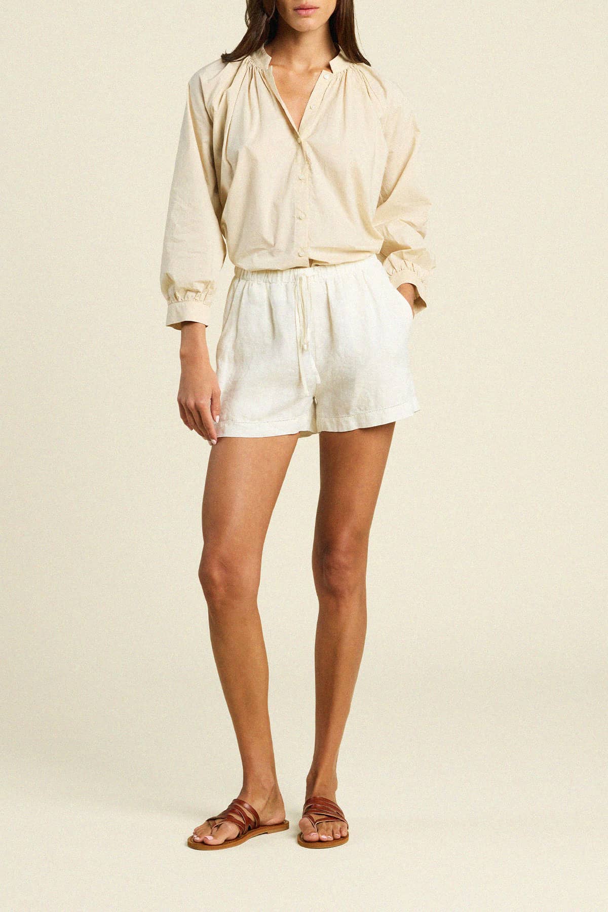 Mena Blouse Tahini Poplin