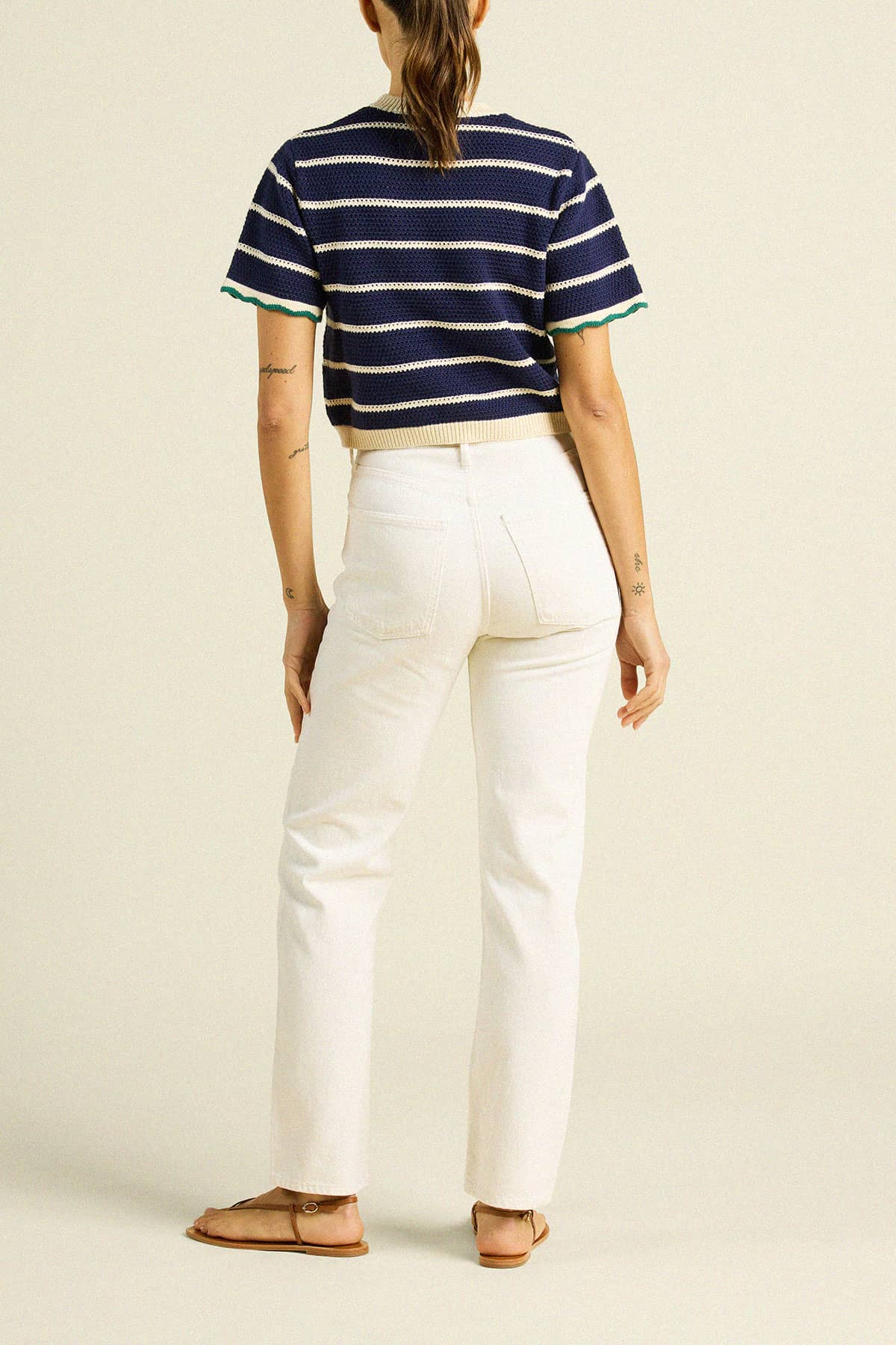 Jules Sweater T-Shirt Navy/Antique White Stripe