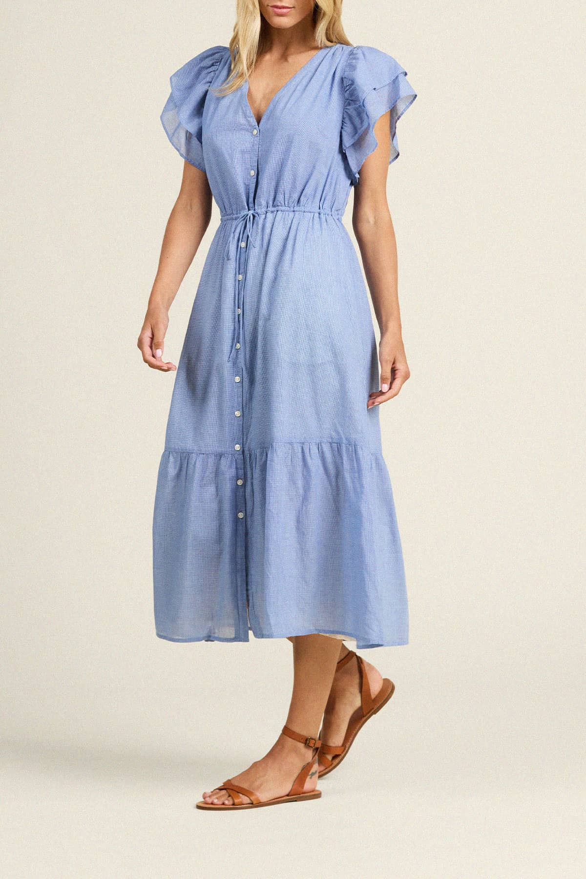 Kristine Dress Blue Houndstooth