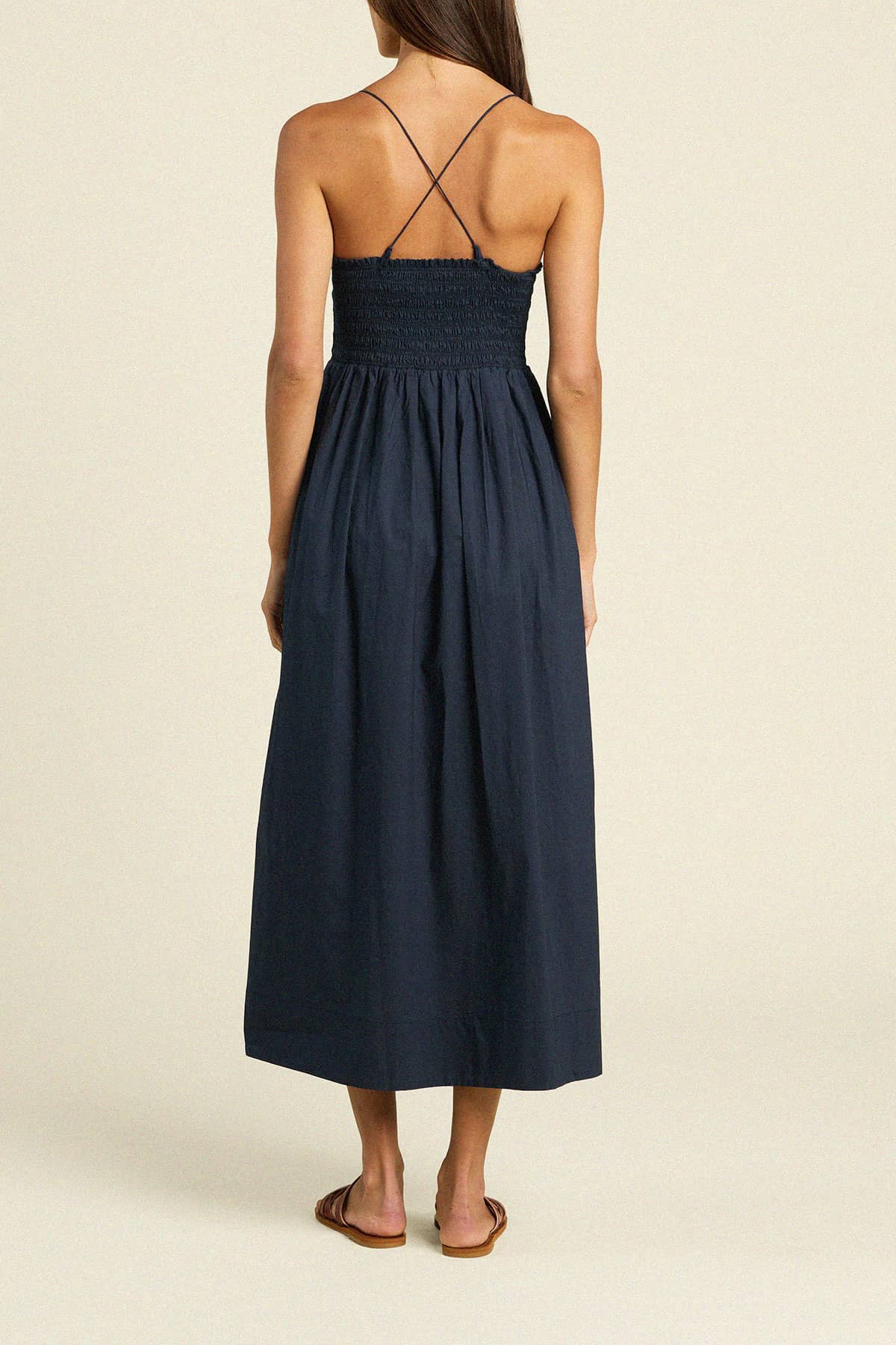 Carmen Dress Navy Poplin