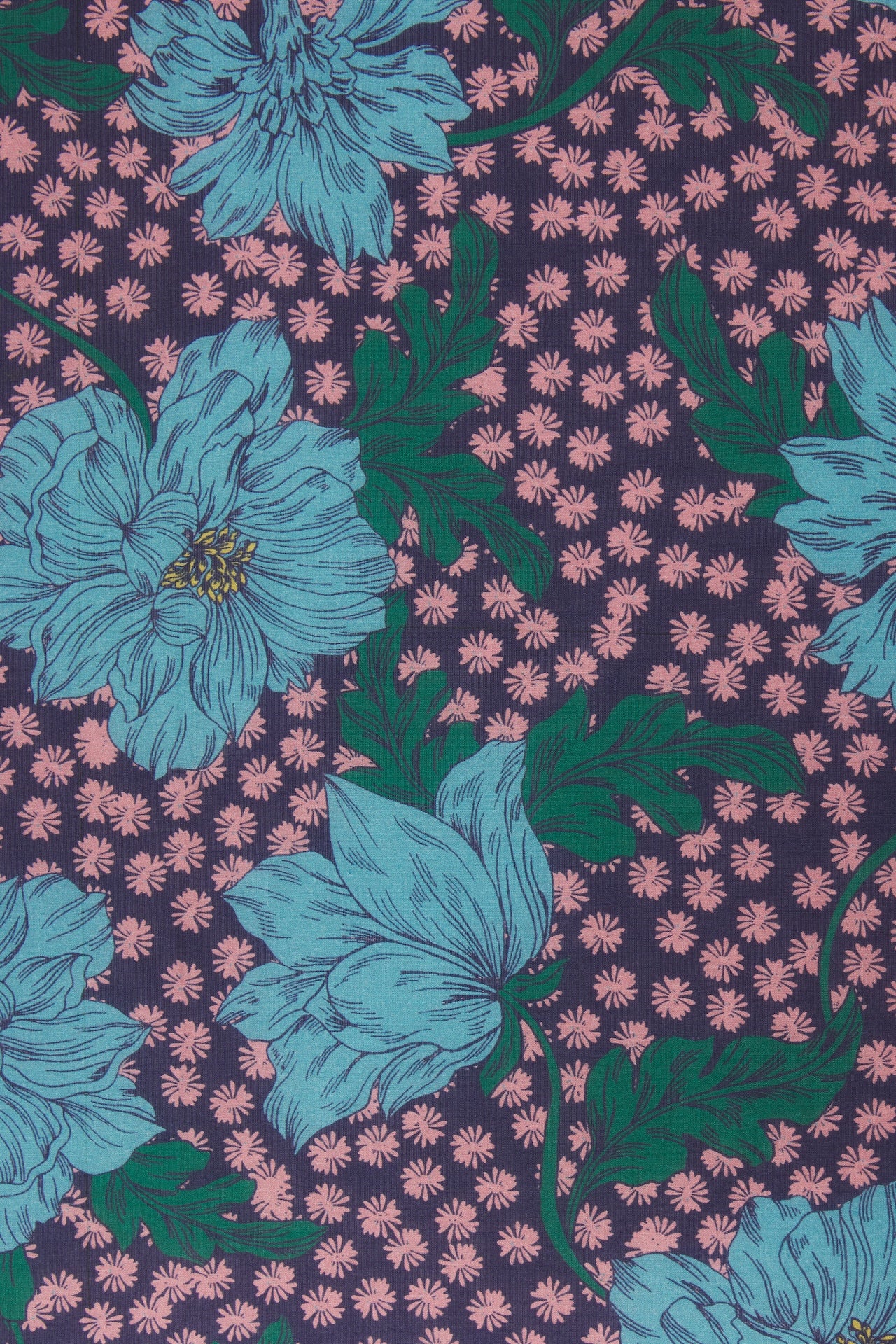 Trovata Midnight Trellis fabric swatch, cotton-silk blend