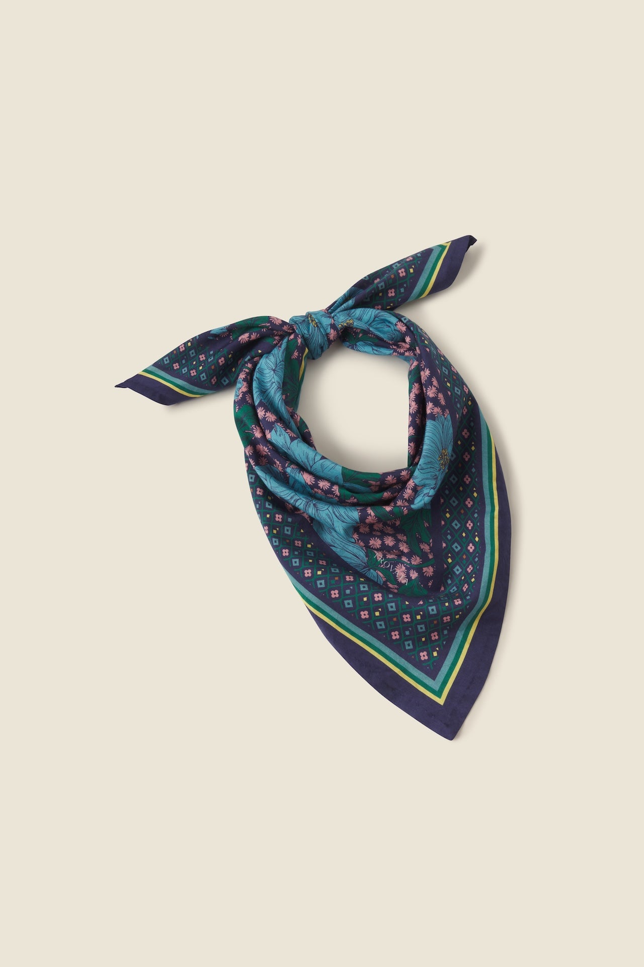Trovata Charlotte scarf in Midnight Trellis, cotton-silk blend