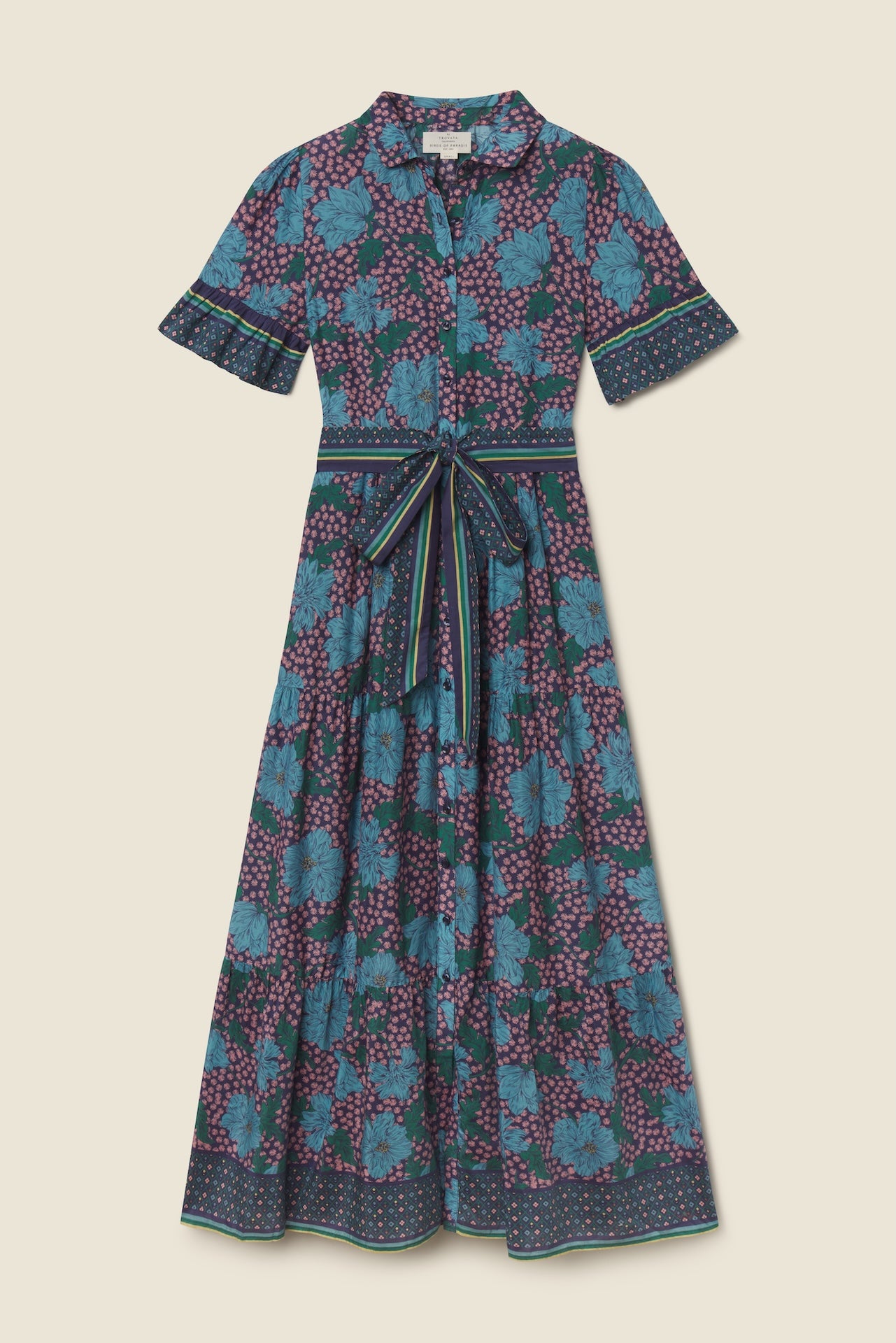 Trovata Martine dress in Midnight Trellis, cotton-silk blend