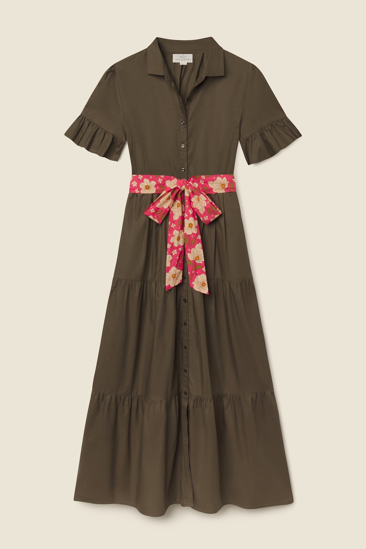 Trovata Martine dress in Olive, cotton — alternate view