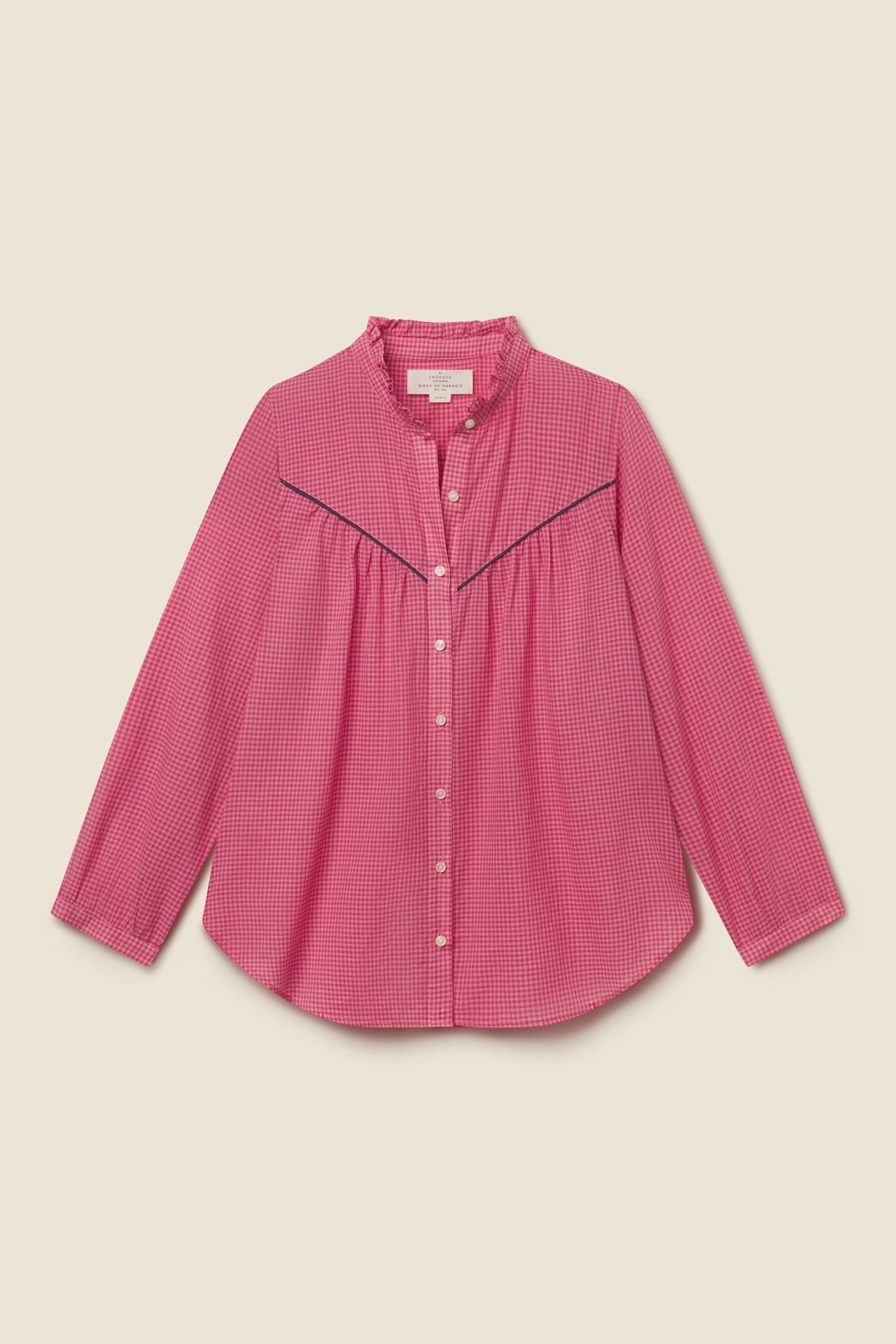Trovata Ruth shirt in Rosehip Gingham, cotton