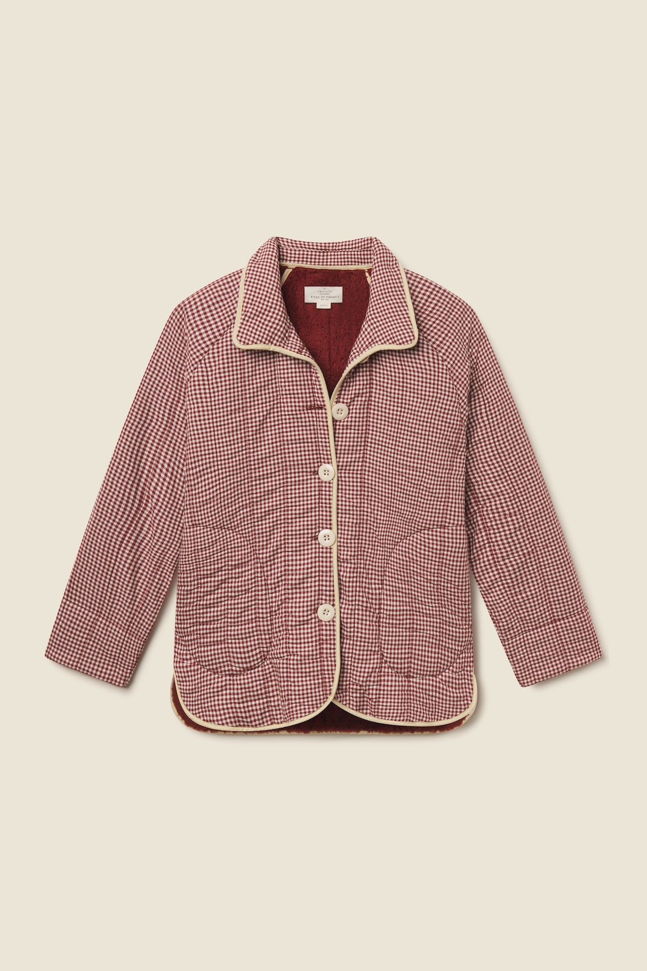 Trovata Ginny quilted jacket in Mahogany Check, cotton