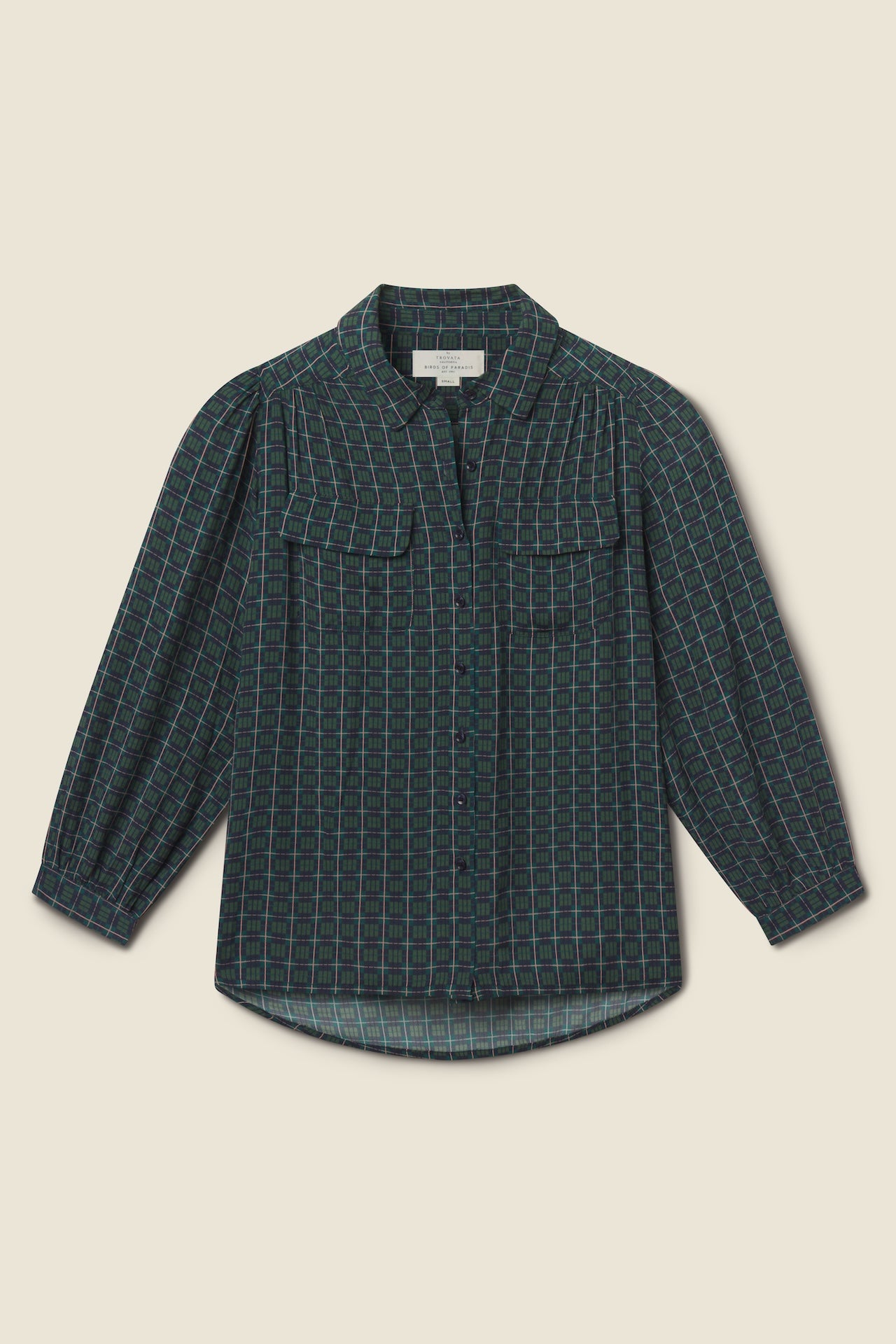 Trovata Zola blouse in Davenport Plaid, viscose