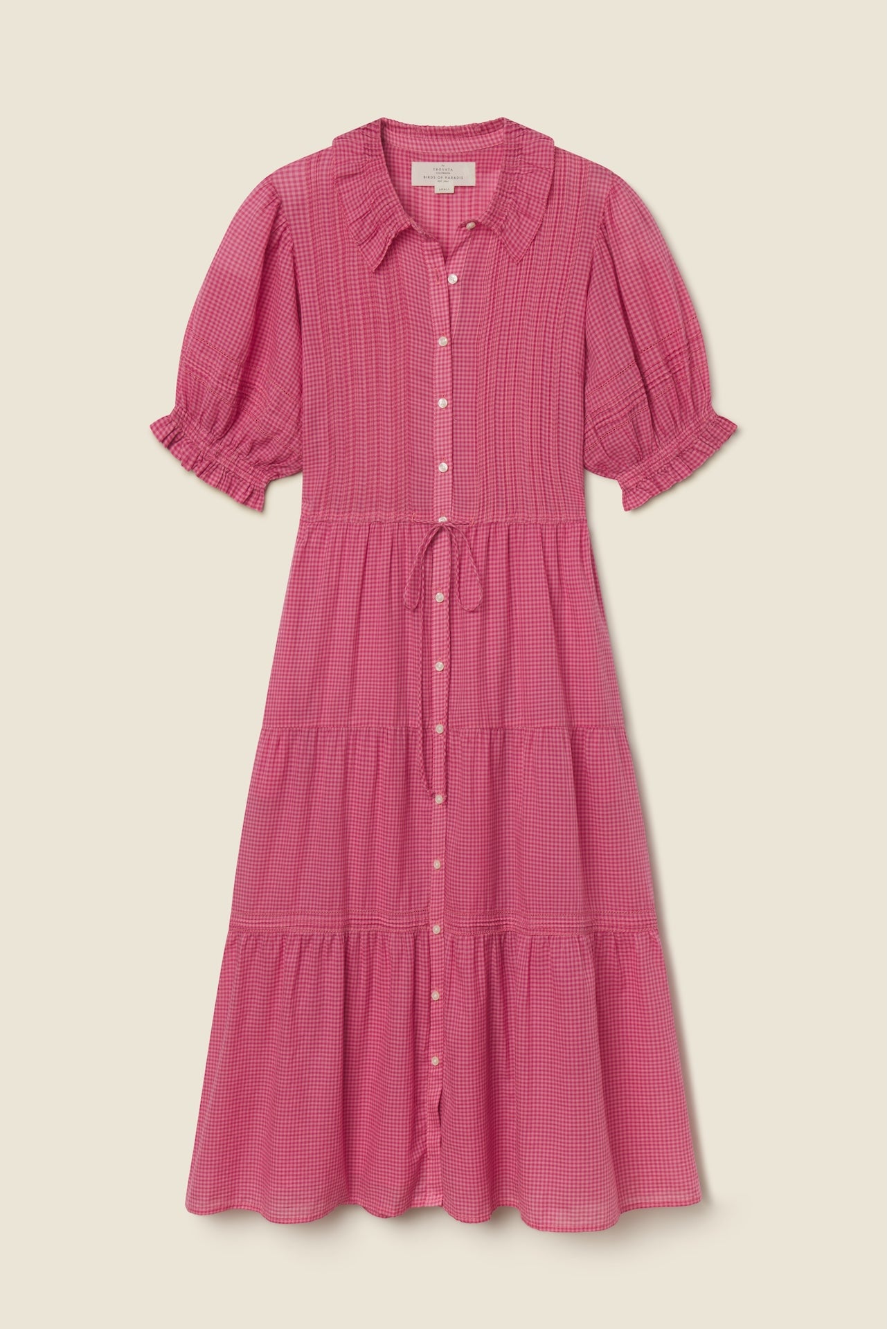 Trovata Elodie dress in Rosehip Gingham, cotton