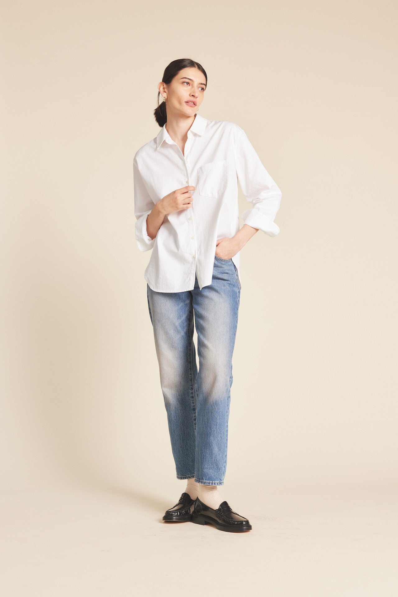 Blake Oversized Shirt White Poplin