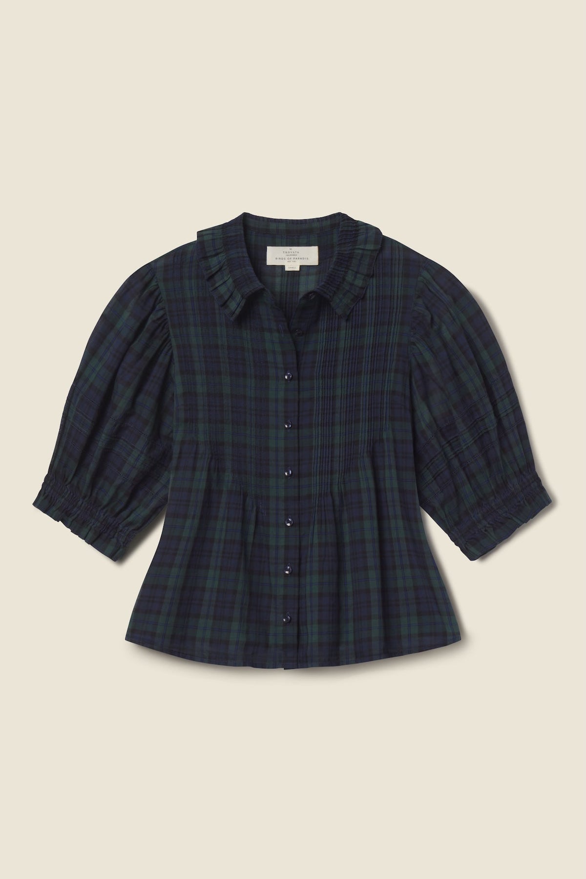 Trovata Jess blouse in Spruce Plaid, cotton