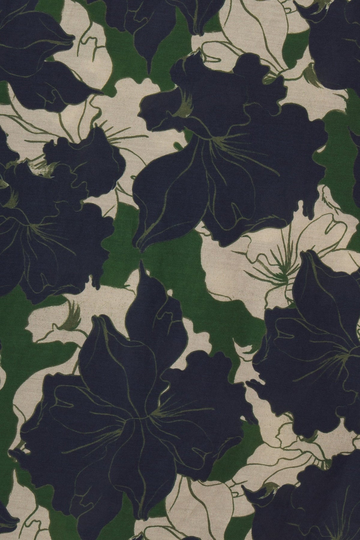 Trovata Nightfall Bloom fabric swatch, cotton-silk blend
