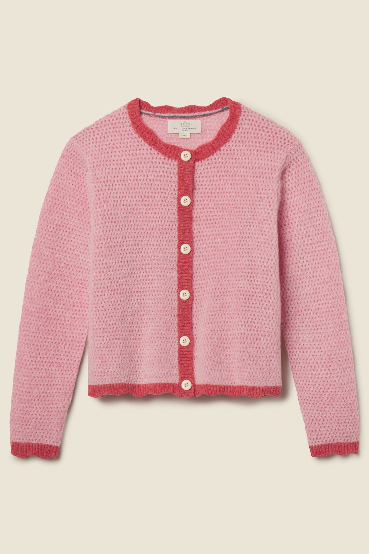 Trovata Vento cardigan in Pink, merino-cashmere blend
