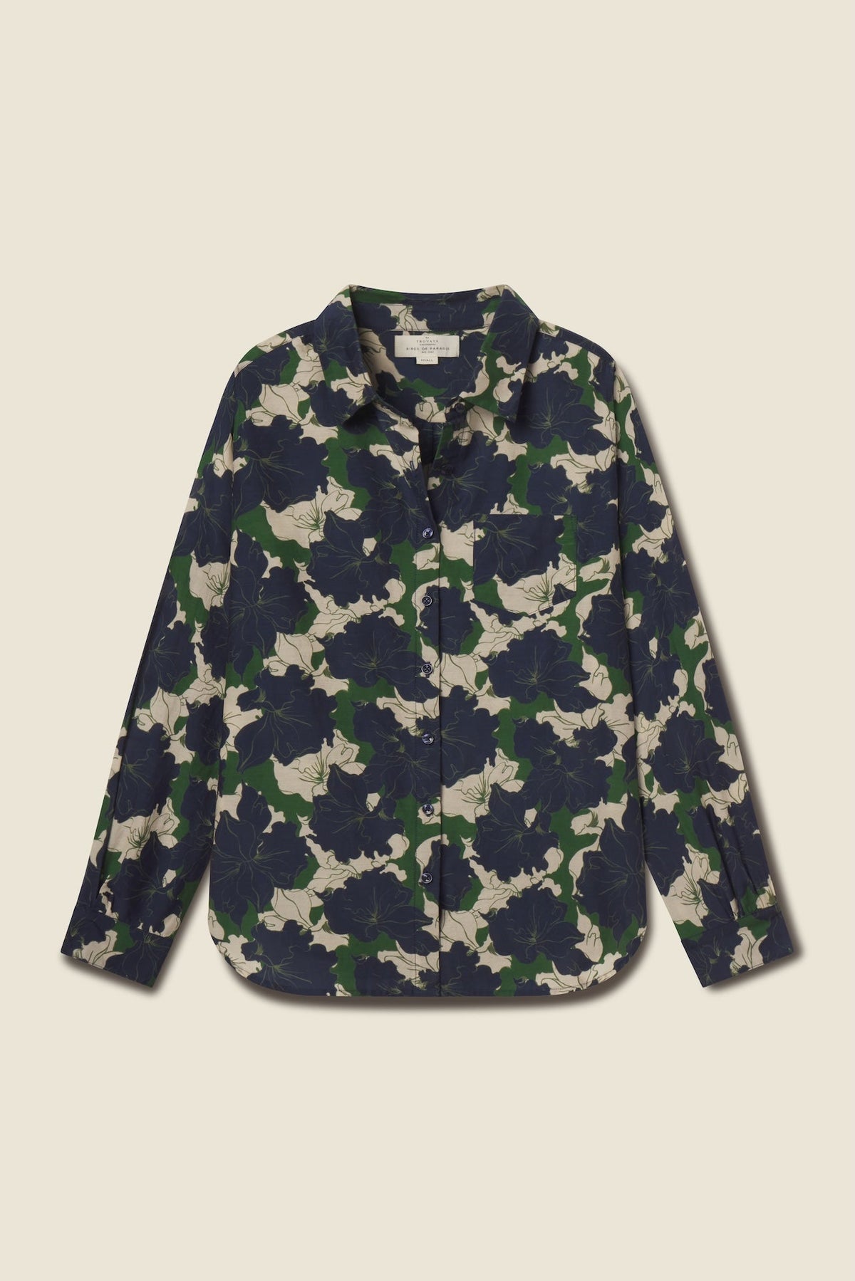 Trovata Gracie shirt in Nightfall Bloom, cotton-silk blend