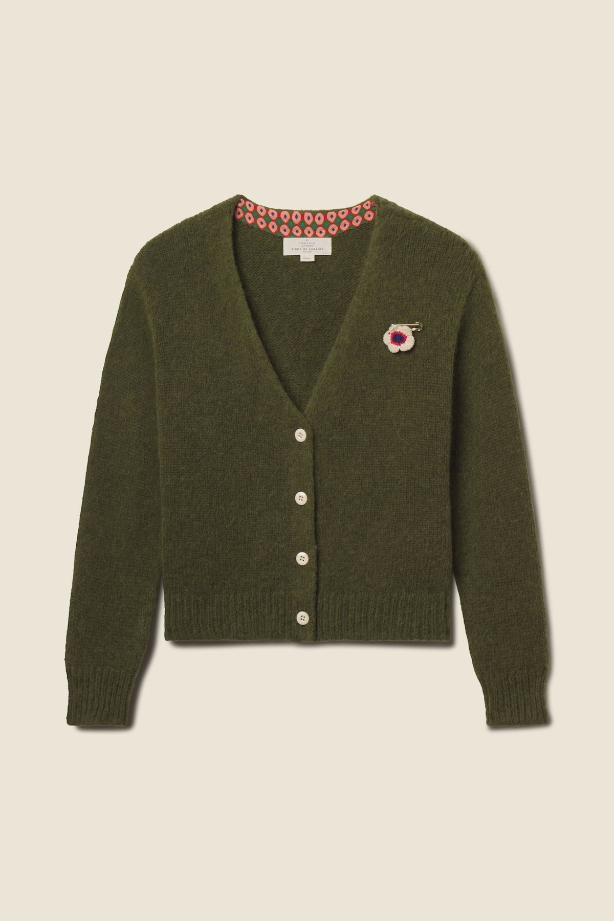 Trovata Esra cardigan sweater in Fern, alpaca-wool blend