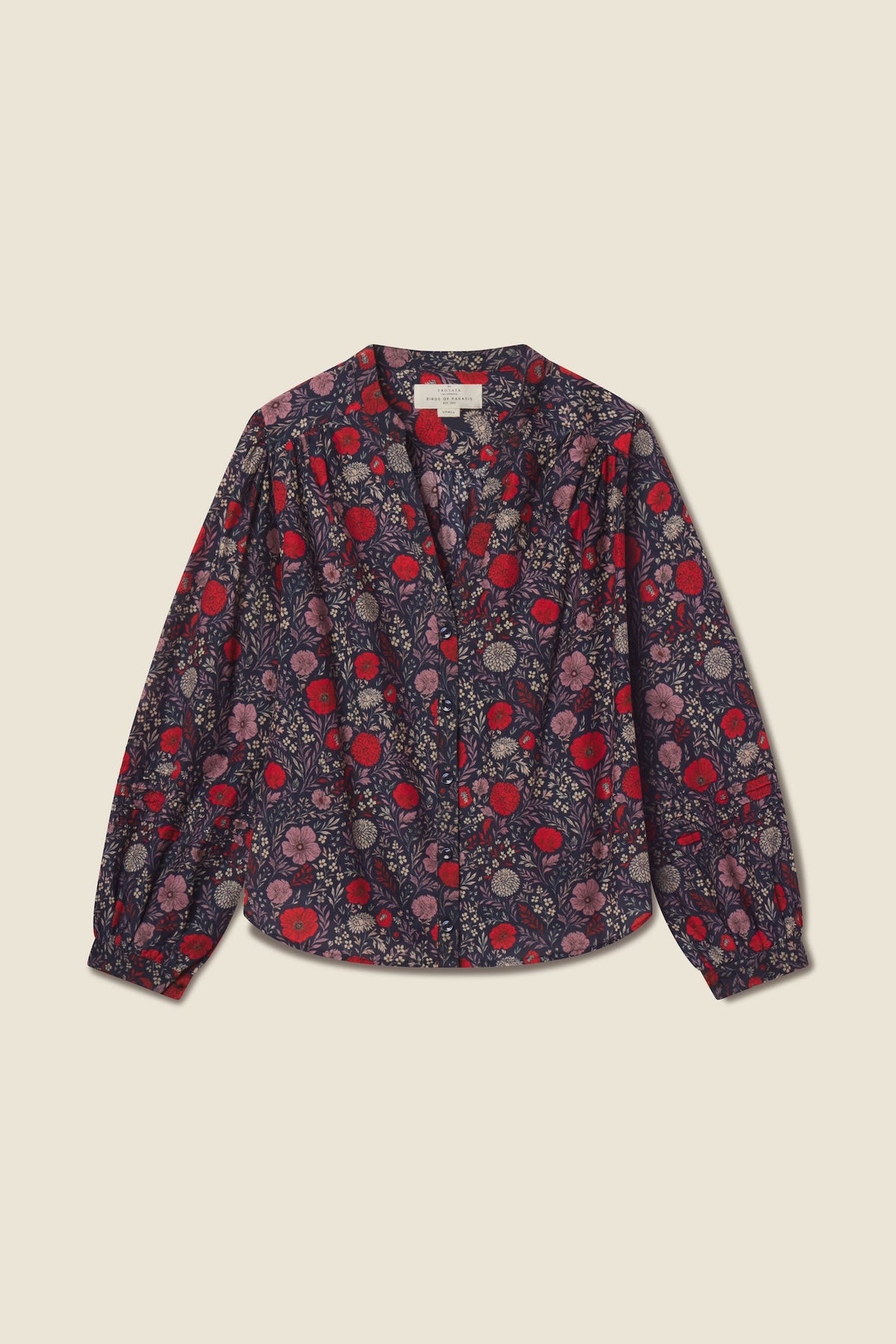 Trovata Pauline blouse in Atelier Garden, cotton-silk blend