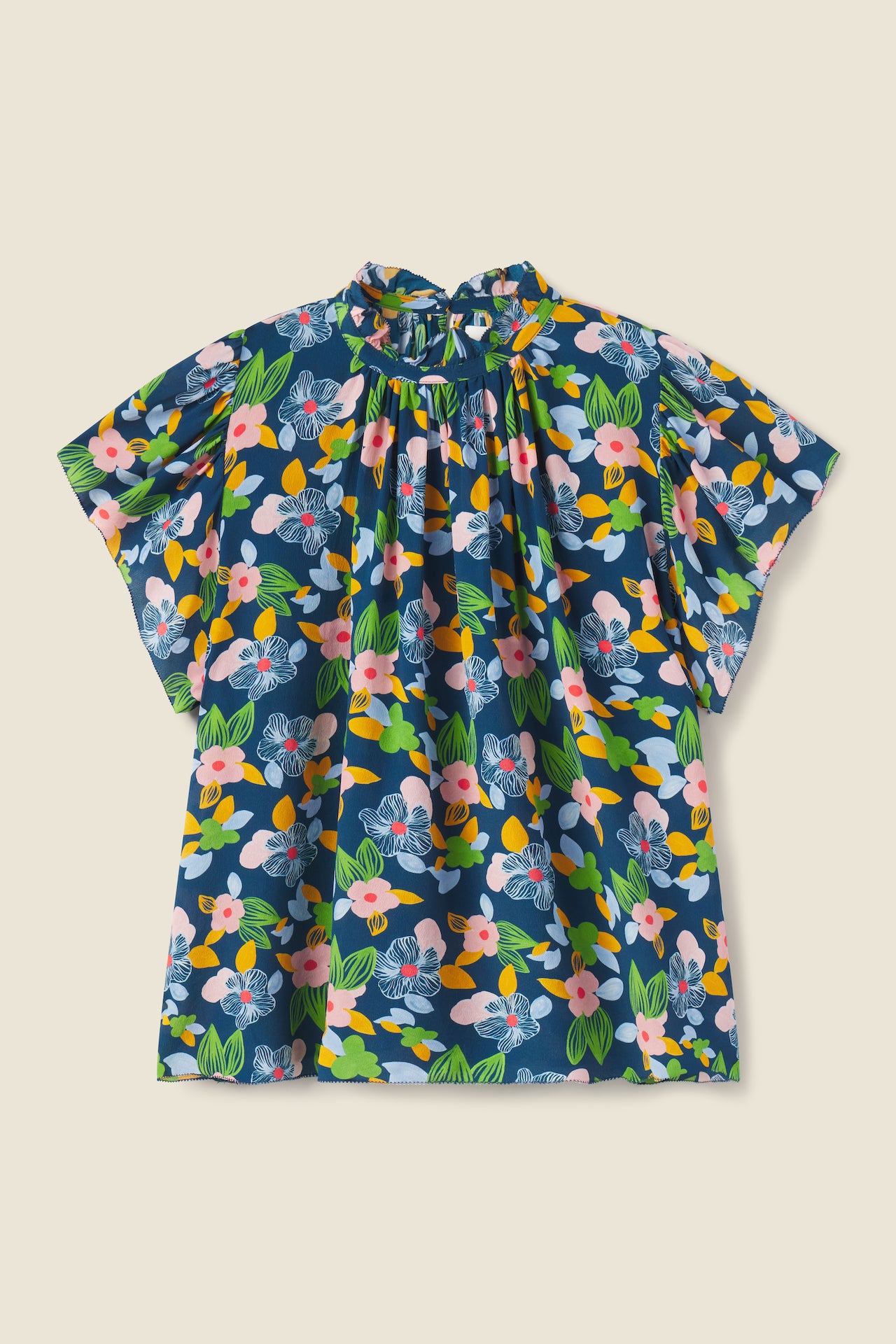 Carla Highneck Shirt Wild Hibiscus