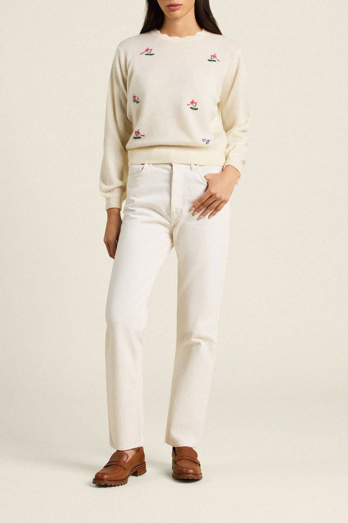 Kate Sweater Antique White + Skiers